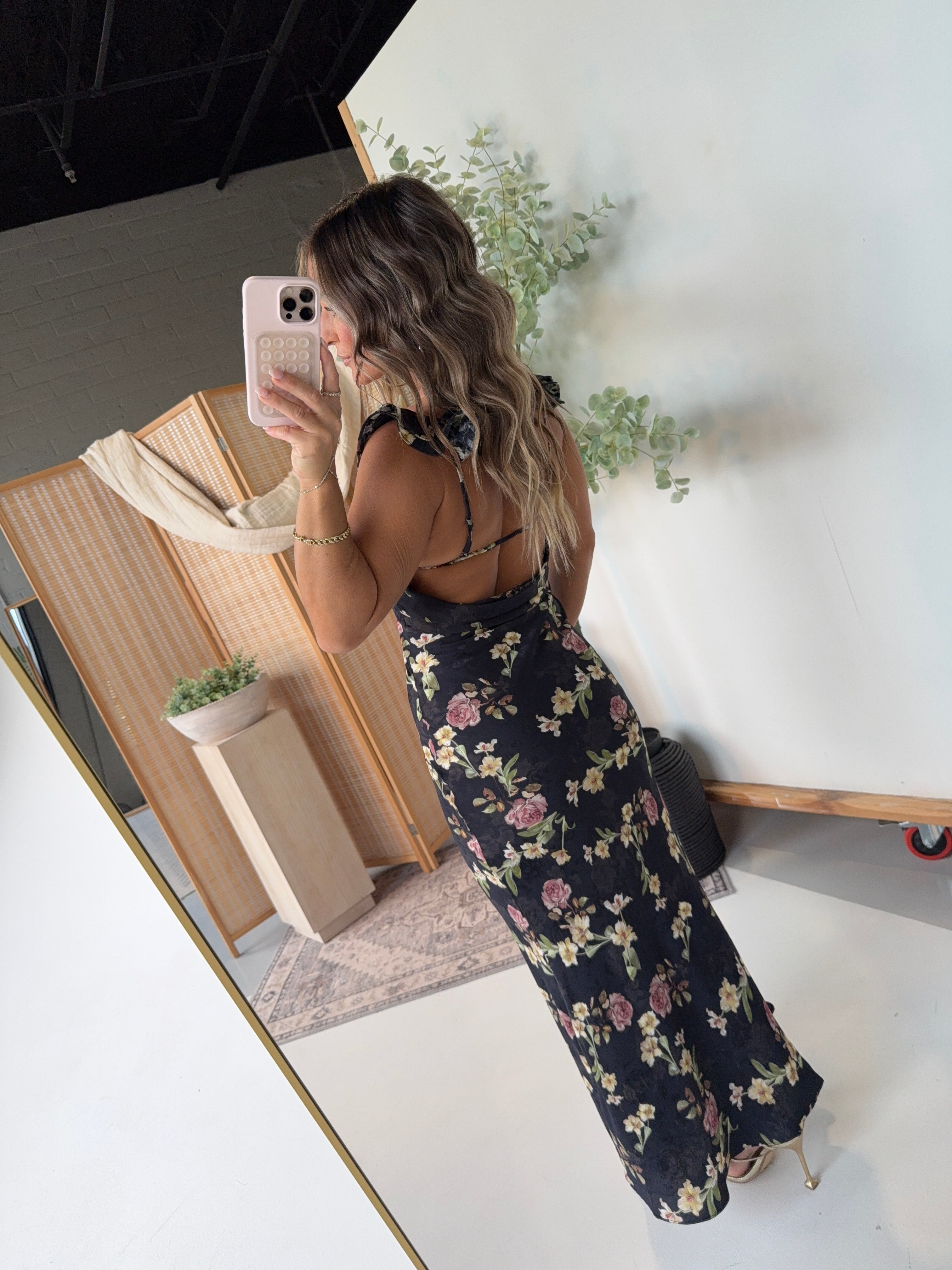 Midnight Soirée Flutter Sleeve Dress Black
