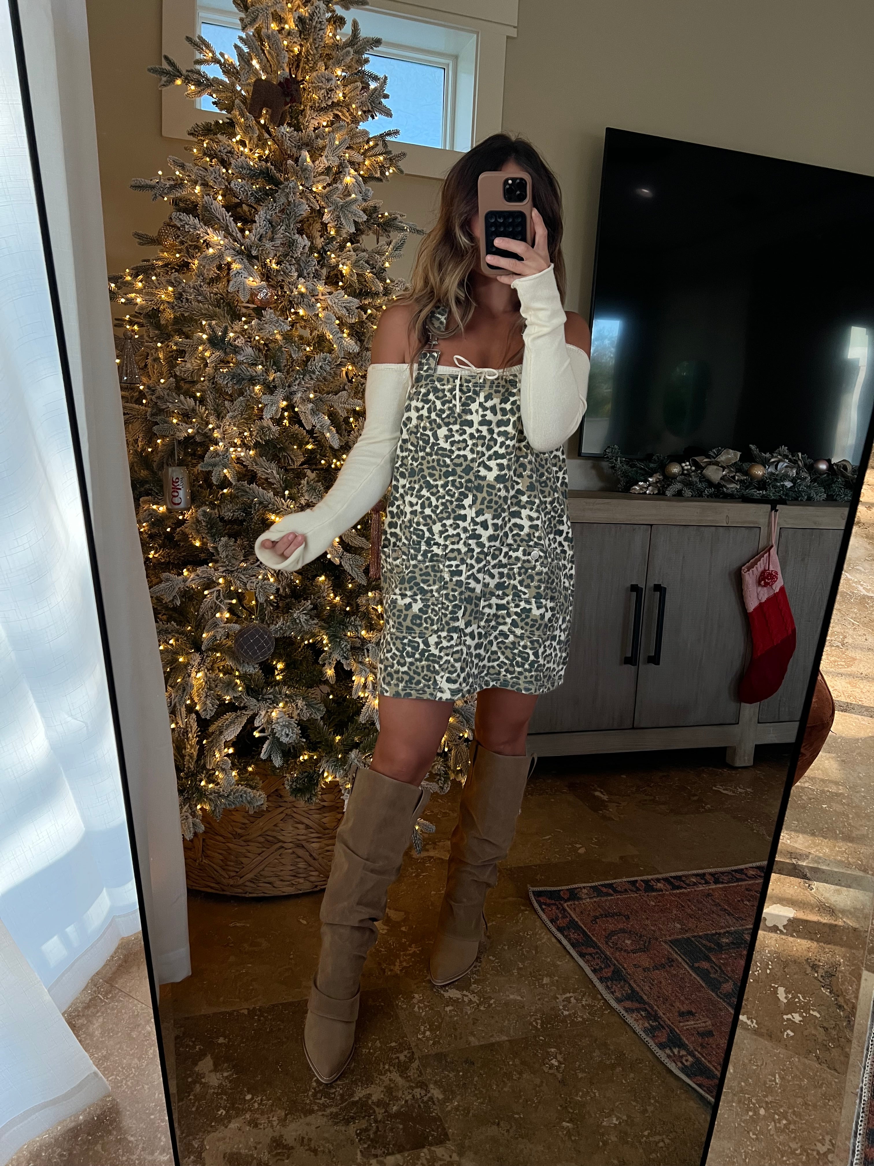 Brunch Babe Overall Mini Dress Leopard