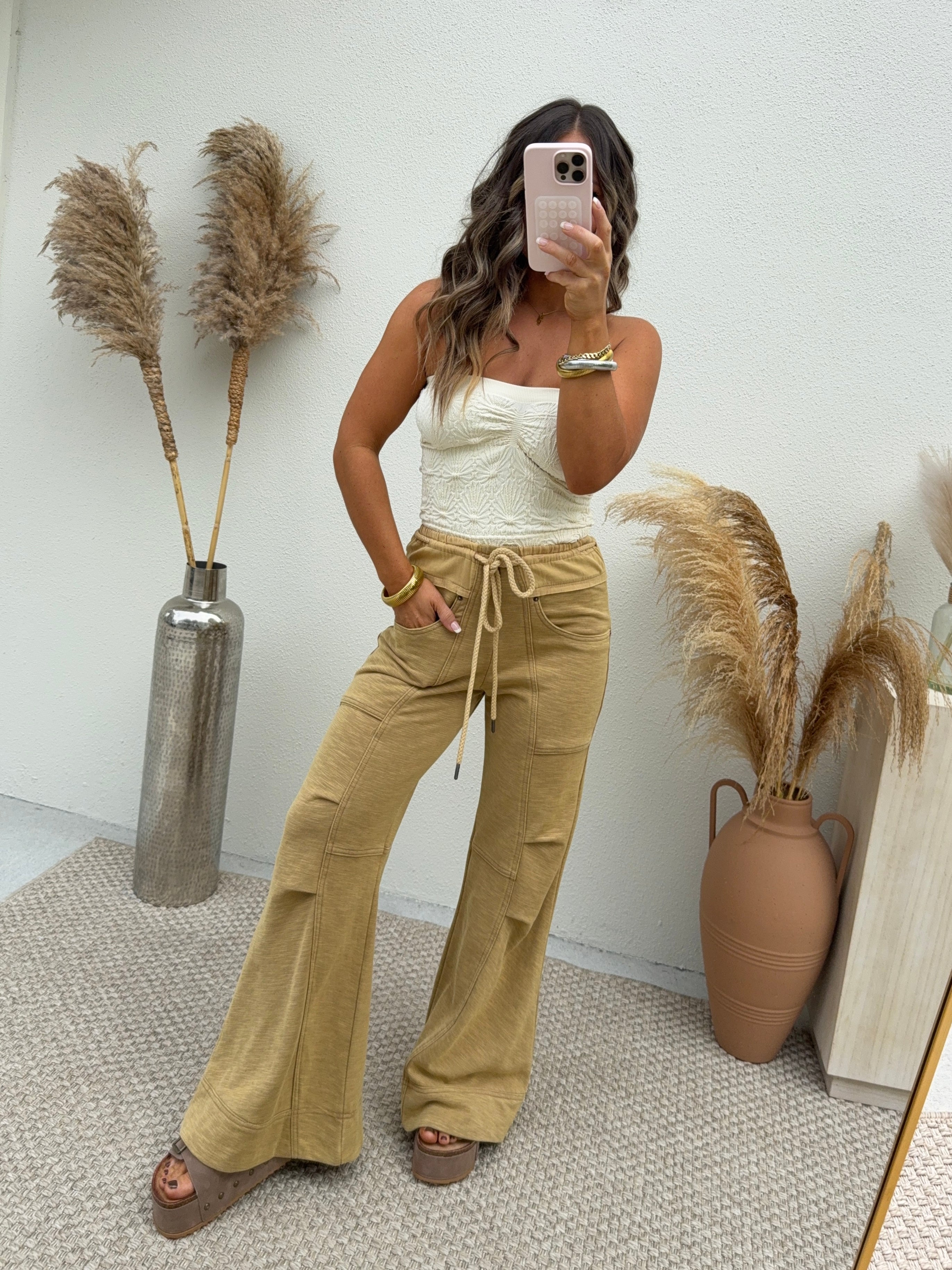 Barefoot in Bloom Pants Khaki