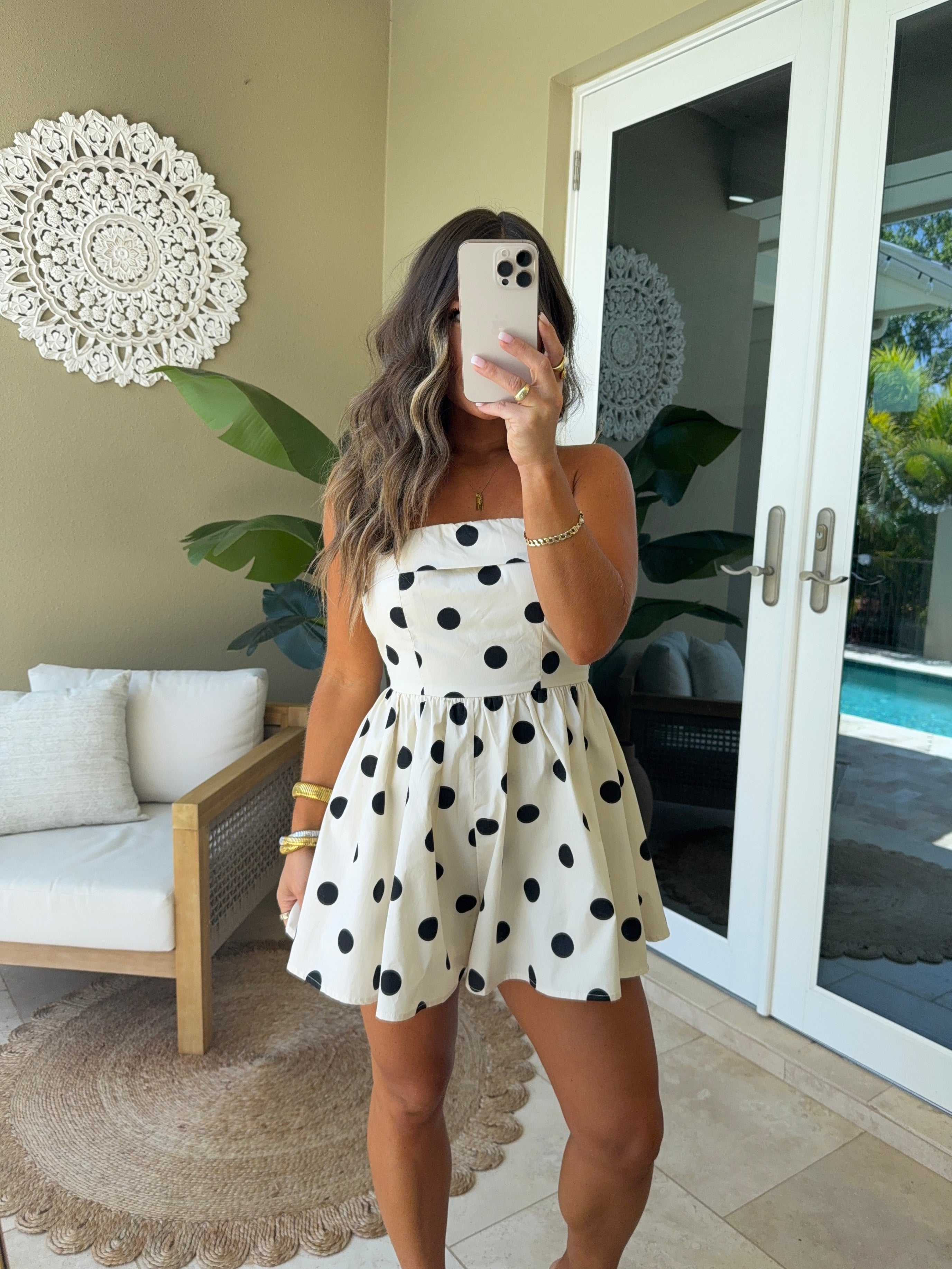 The Cape Polka Dot Romper Black/Cream