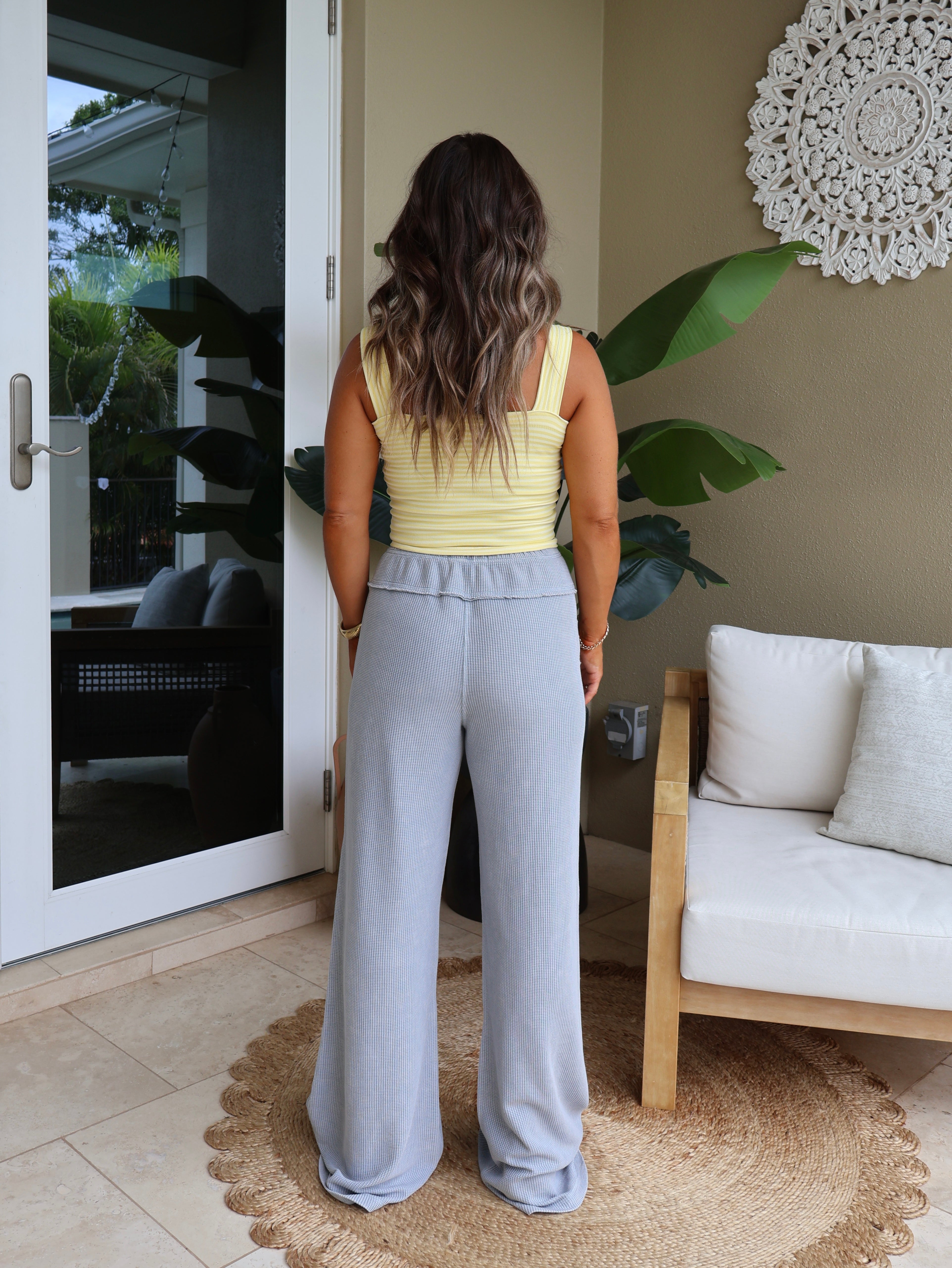 Malibu Skies Waffle Lounge Pants Powder Blue