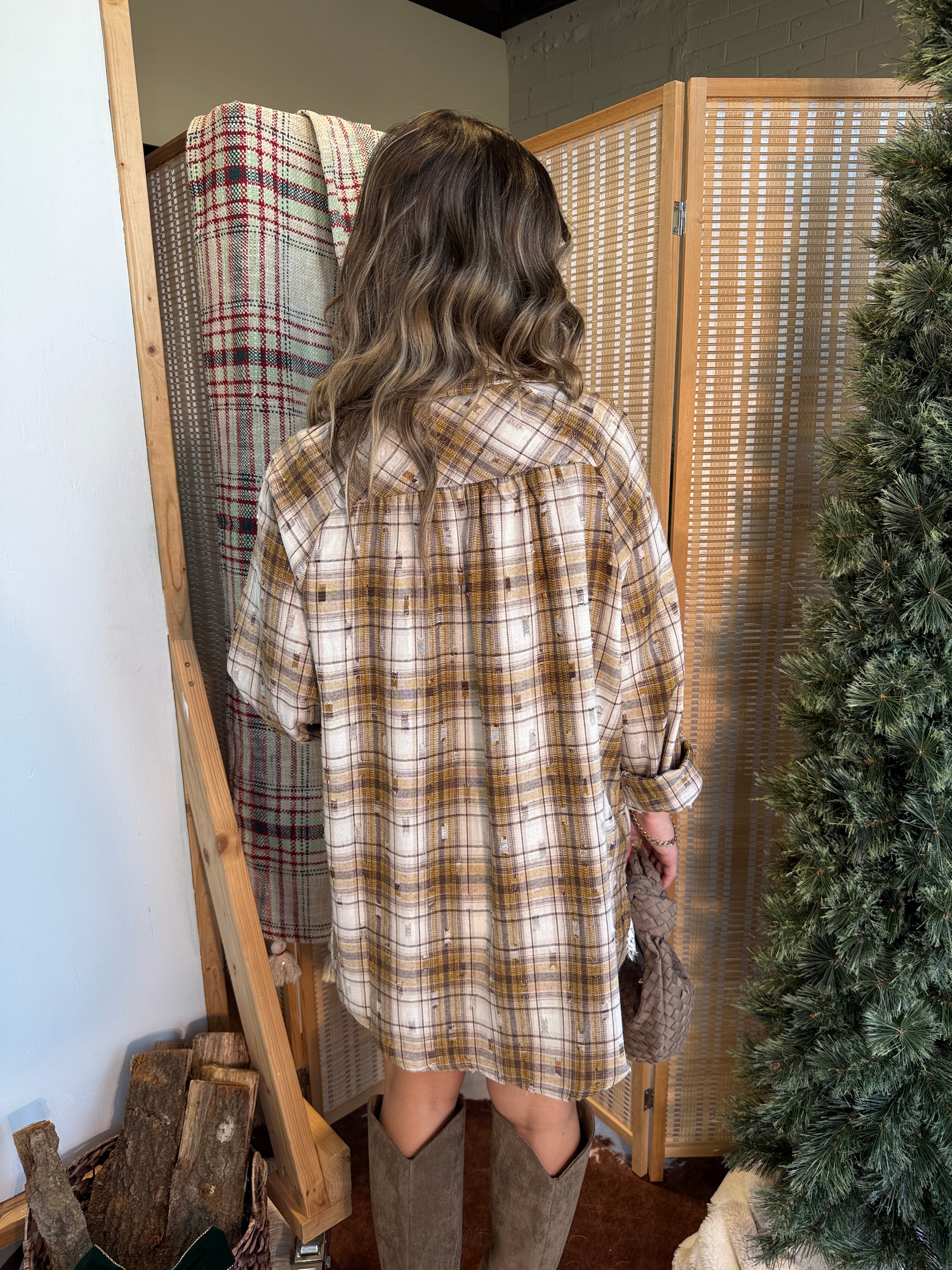 Harvest Haute Distressed Button Up Brown