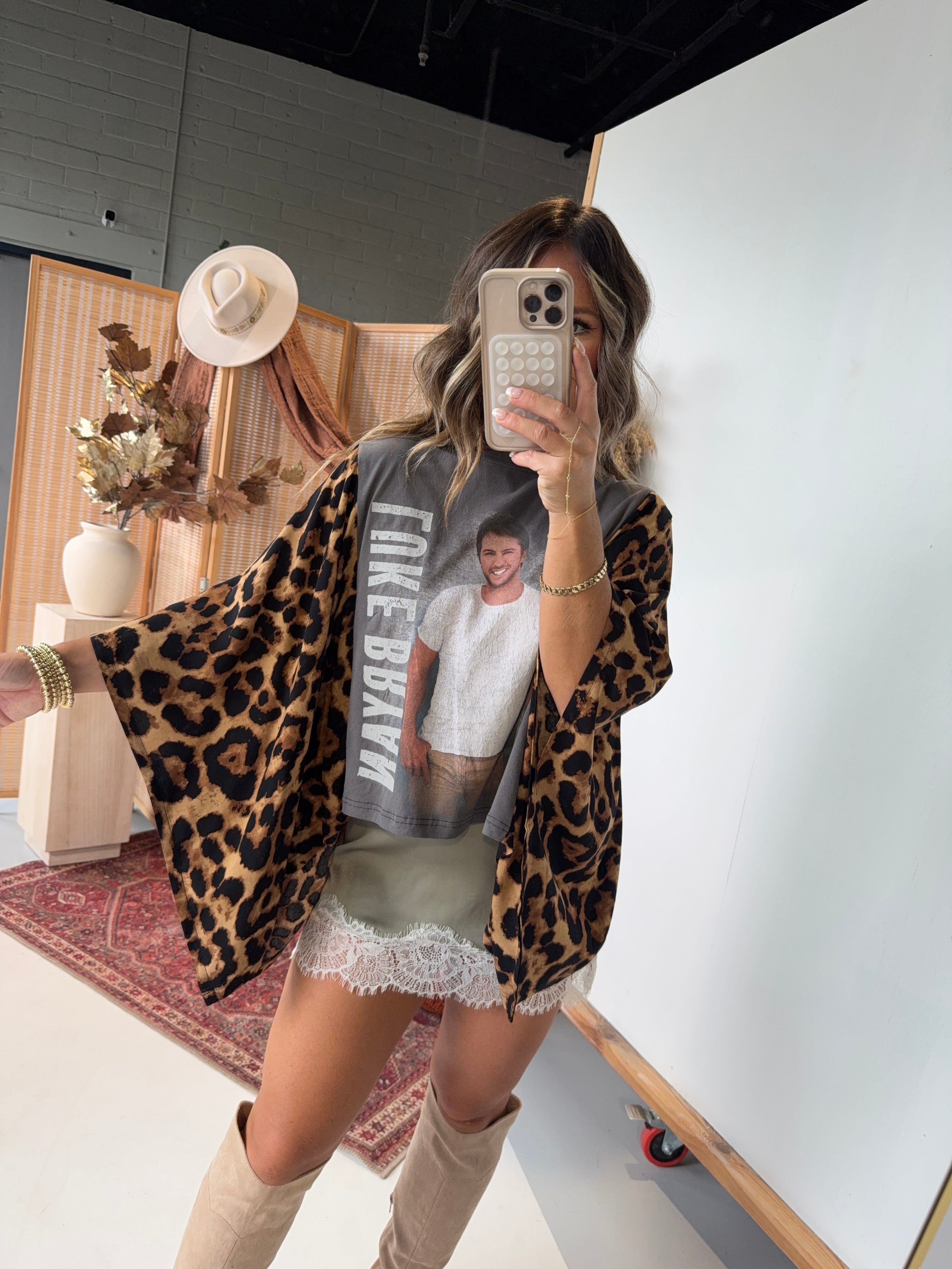 Luke Bryan Mix & Match Tee Grey Cheetah
