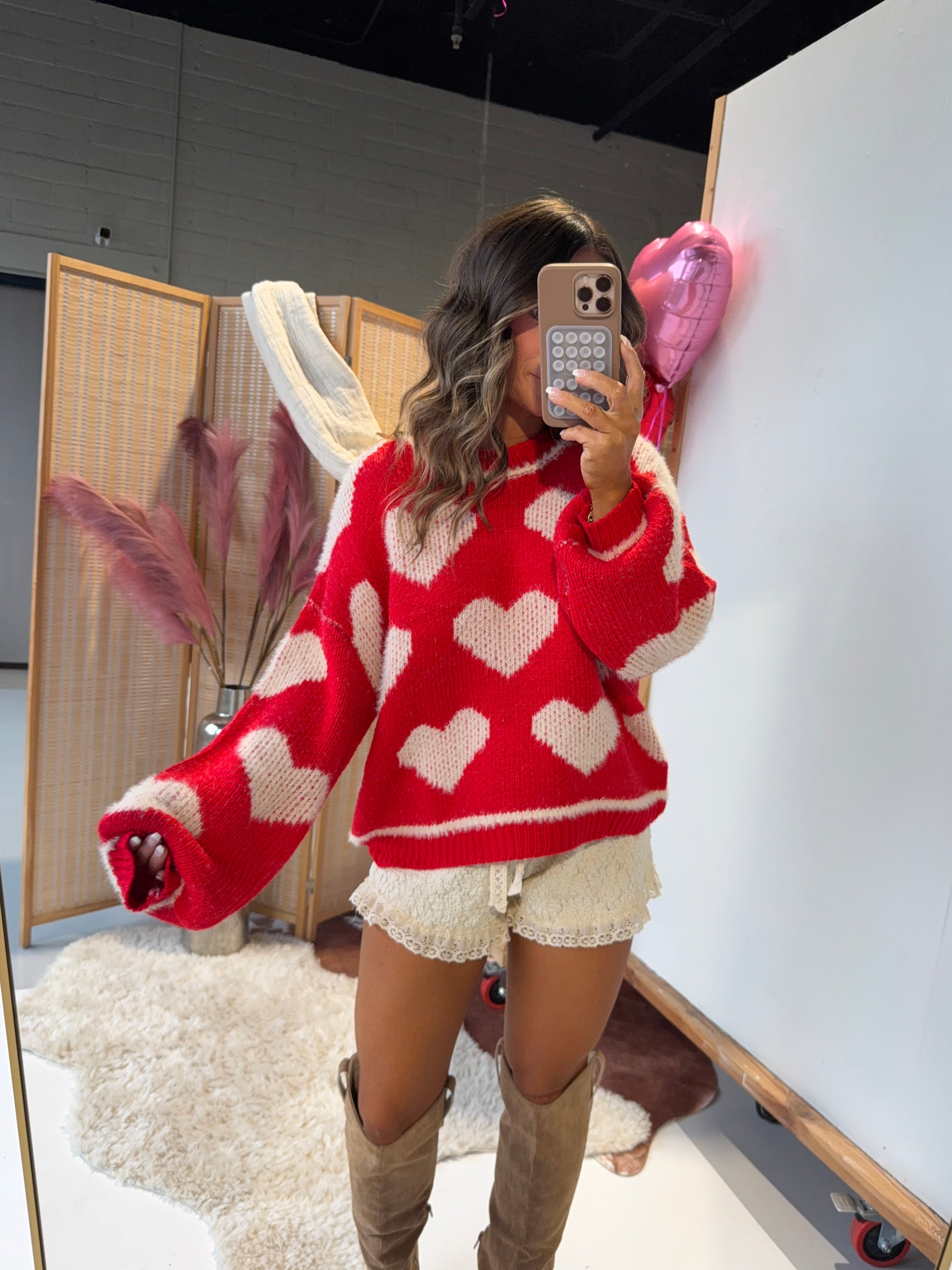Cupid's Bow Knit Sweater Red