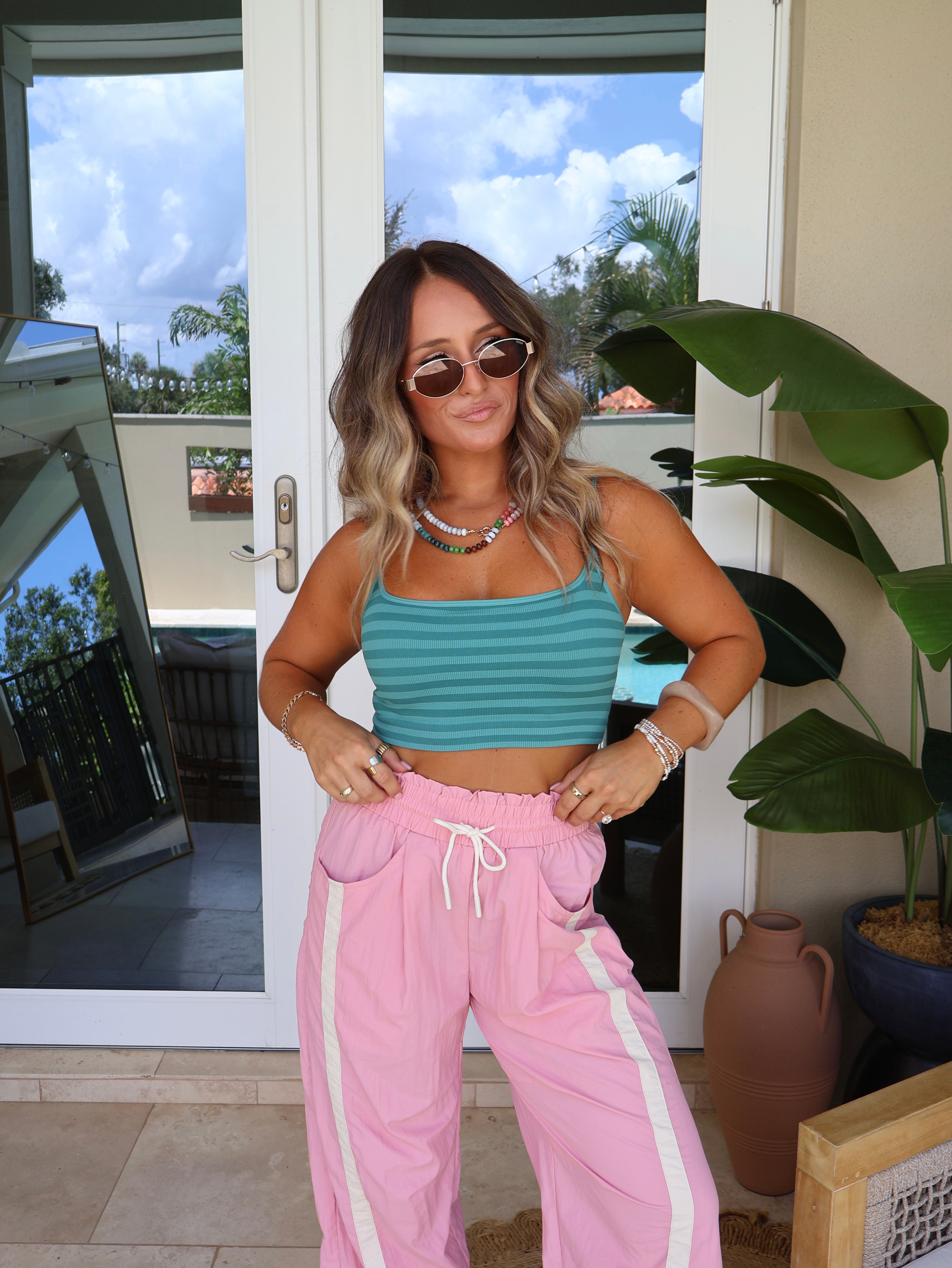Stassi Striped Bra Top Dusty Teal