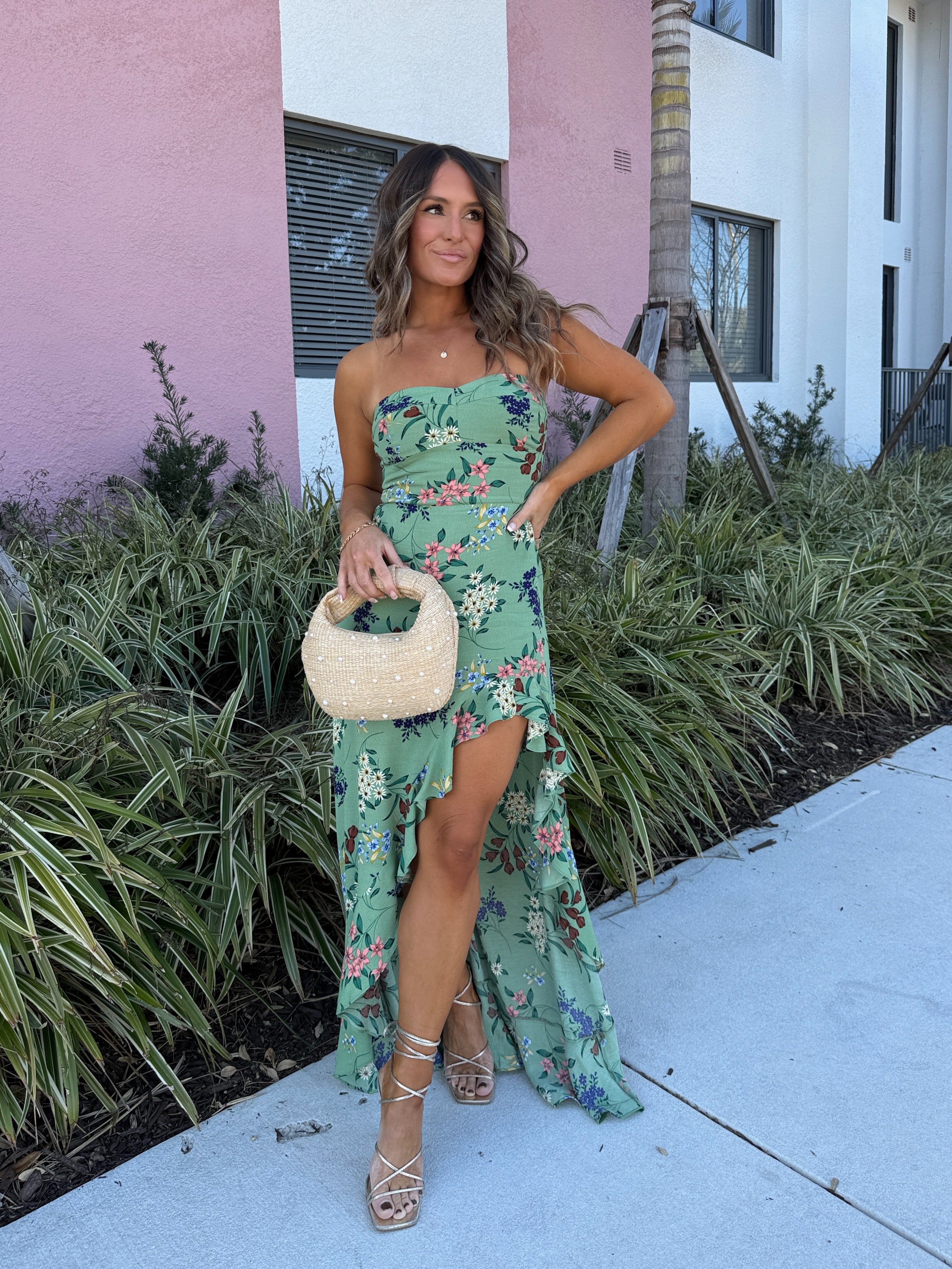 Delicate Timing Floral Maxi Dress Sage Multi