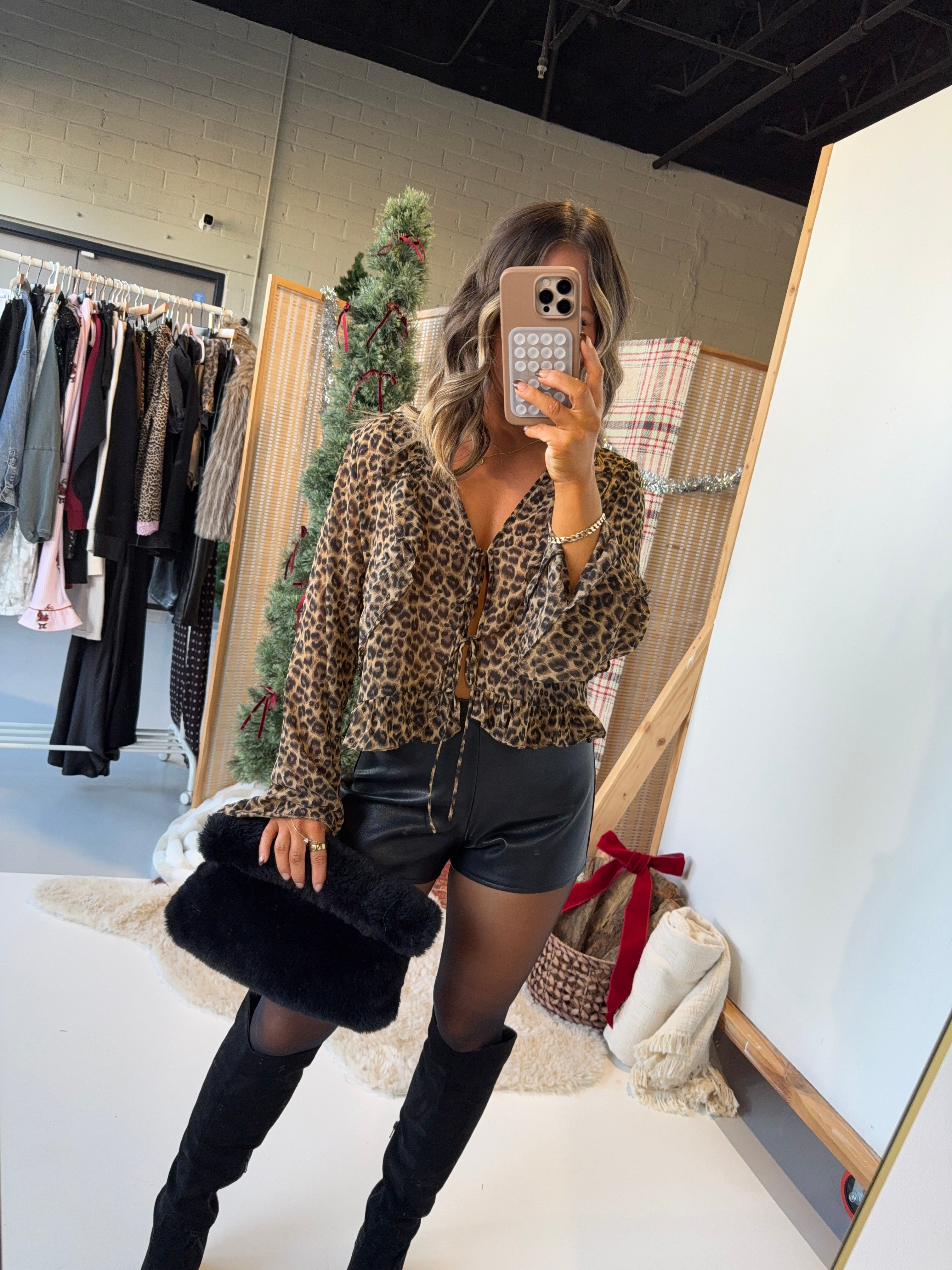 Hot Cider Faux Leather Shorts Black