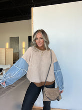 Load image into Gallery viewer, Dixie Two Tone Denim Sleeve Sweater
