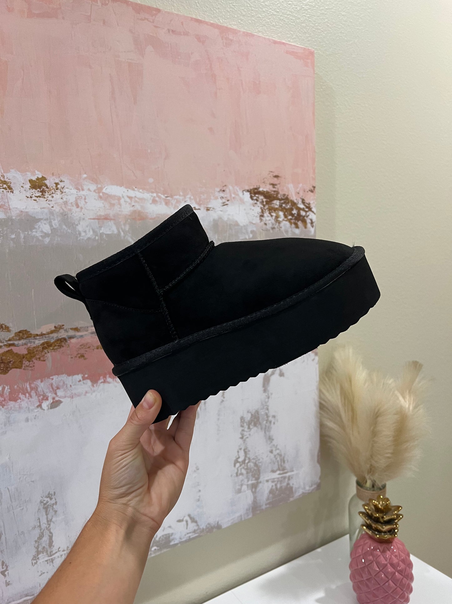 Benji Stacked Bootie Black Suede