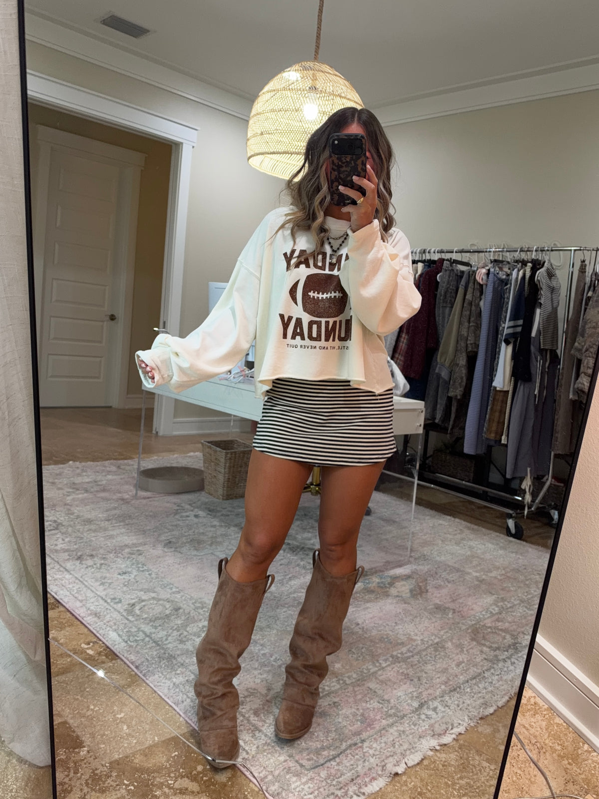 Sunday Funday Cropped Sweatshirt Cream