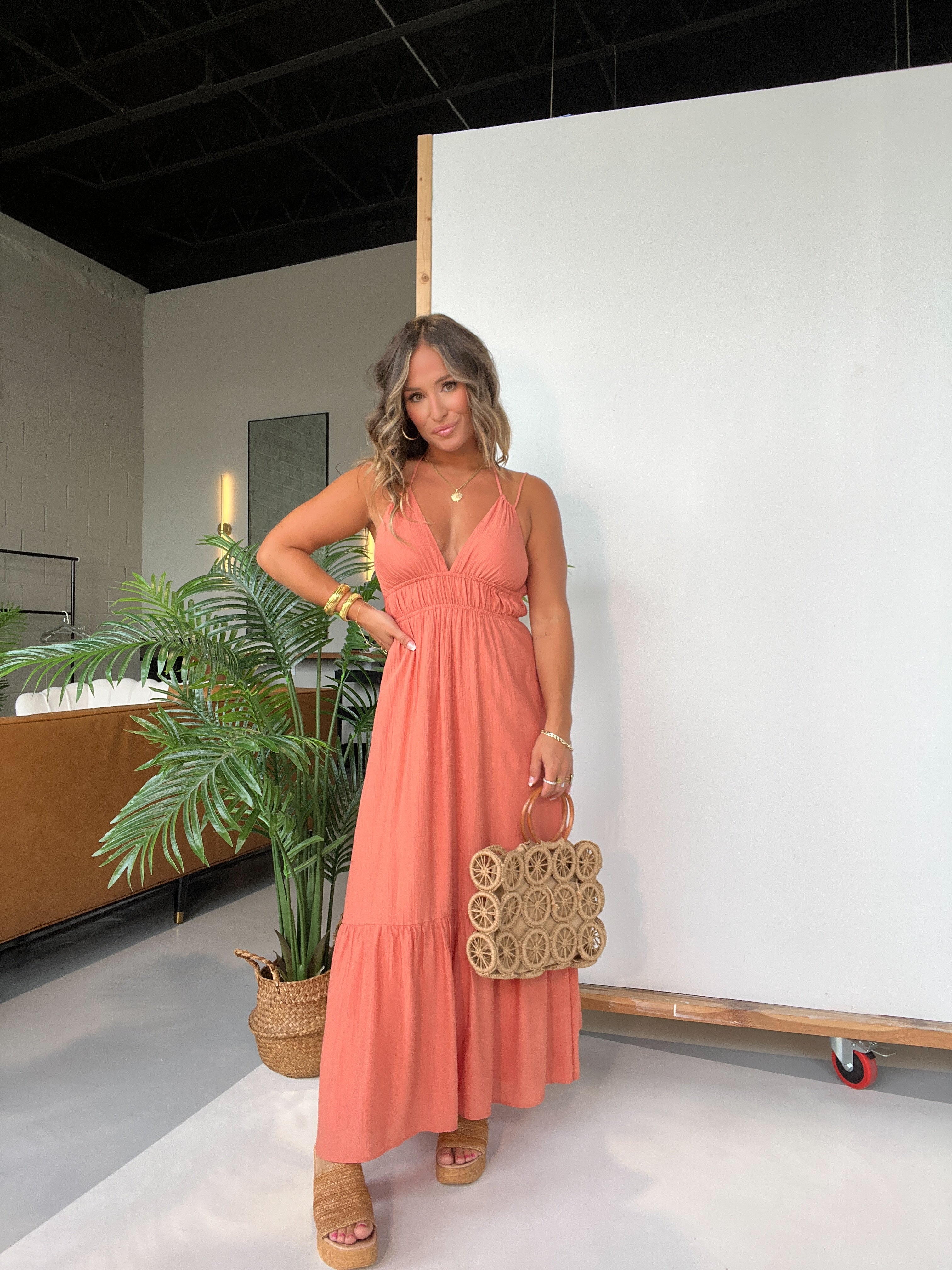 All I Wanted Halter Midi Dress Coral