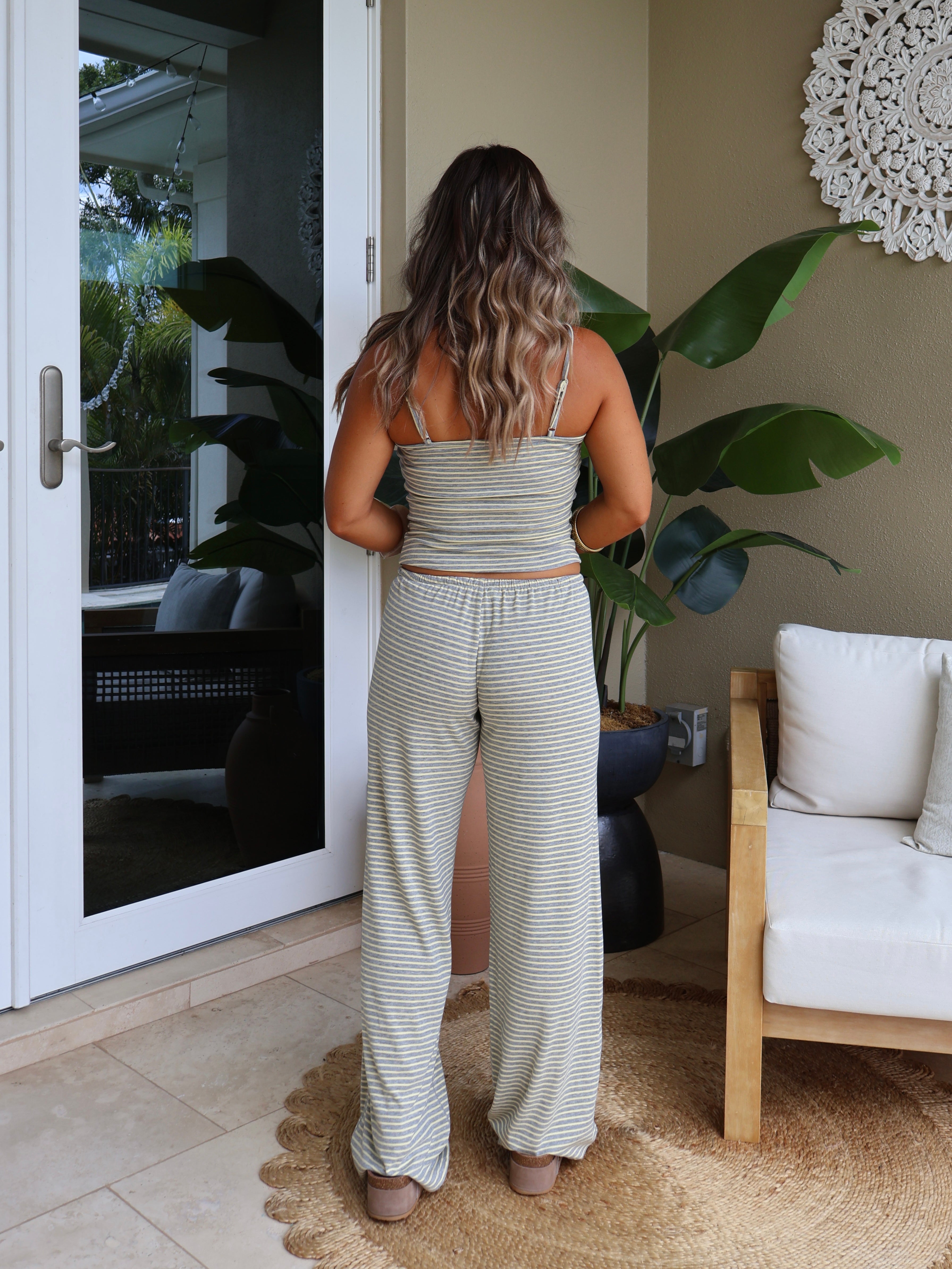 Courtside Lounge Pants Set Grey/Yellow