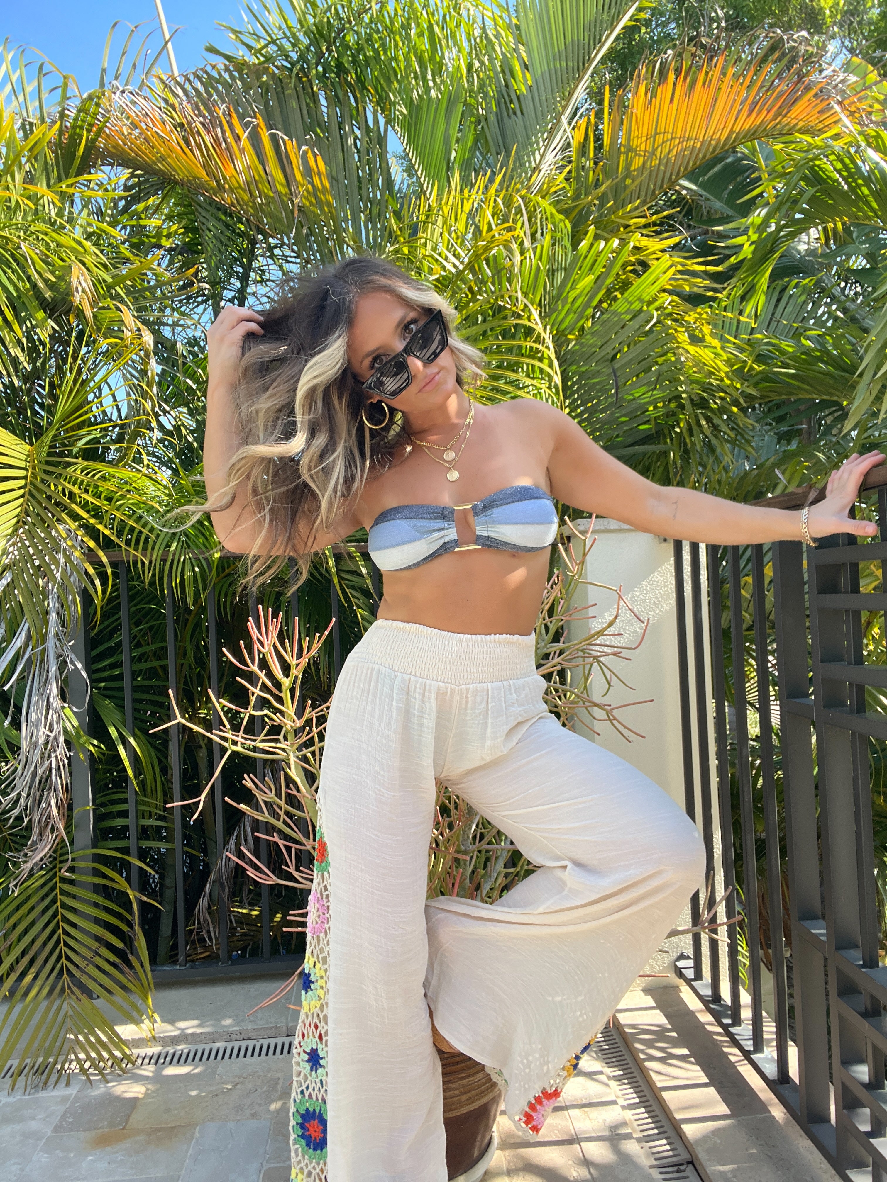 Villa Dreams Crochet Cover Up Pants Natural