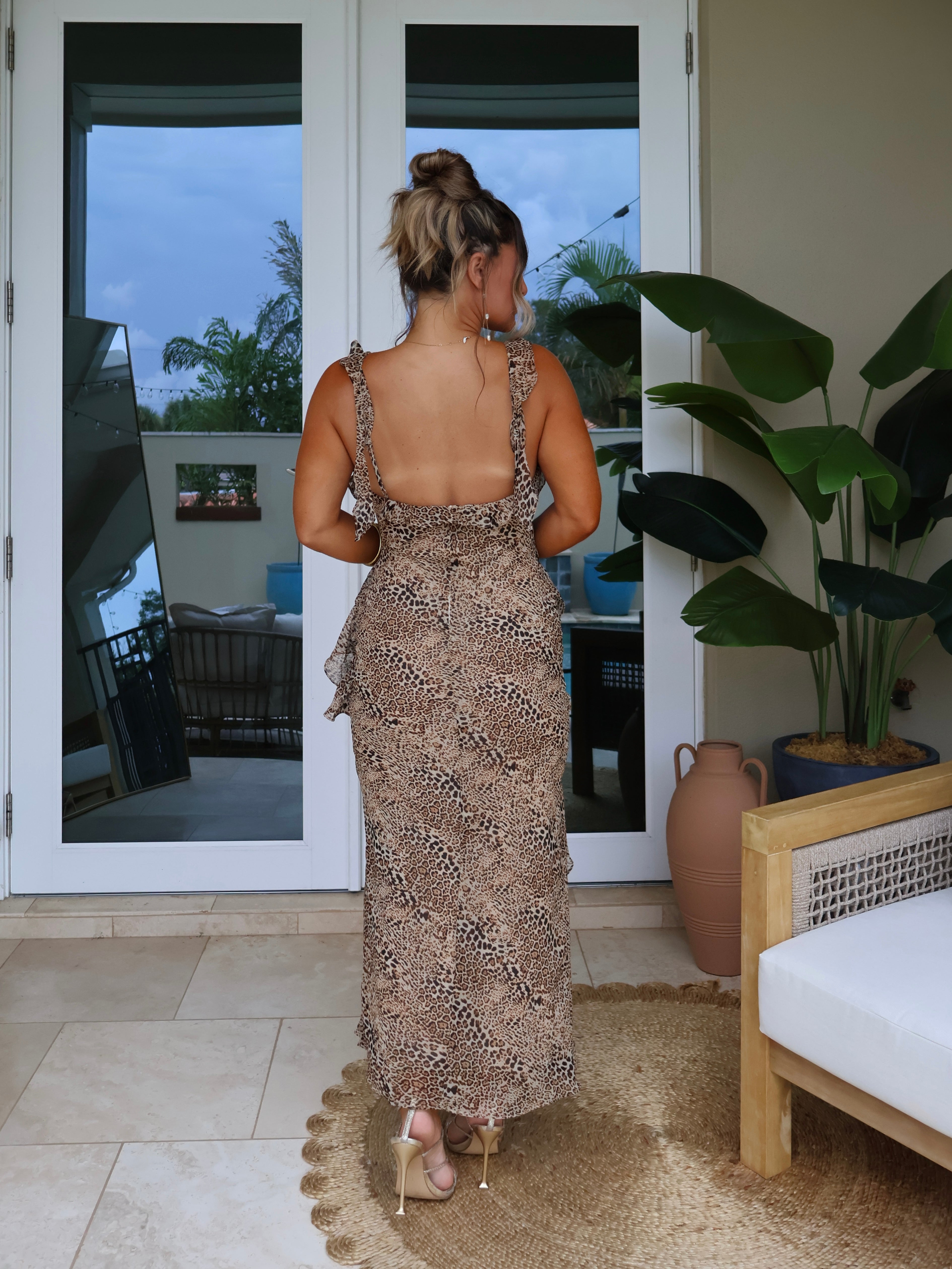 Wild Heart Ruffle Maxi Dress Leopard