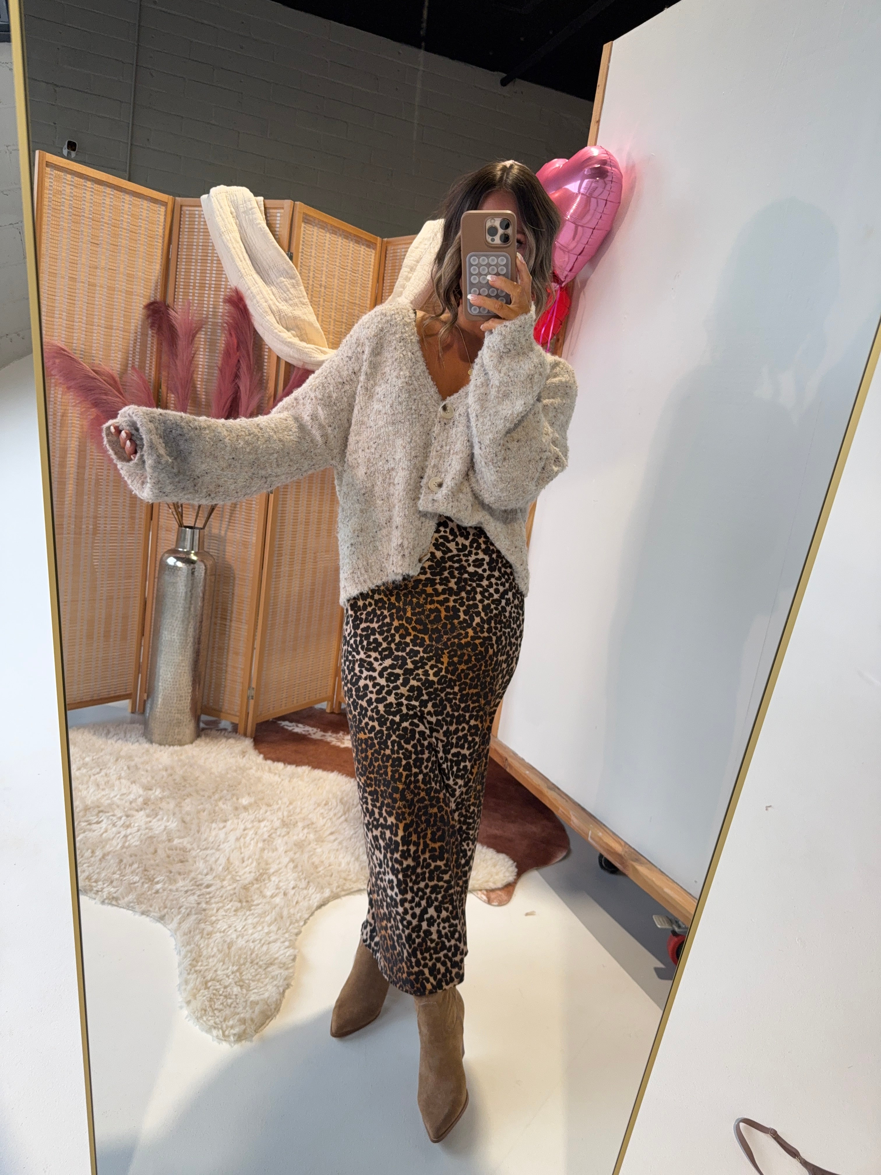 Endless Nights Satin Midi Dress Leopard