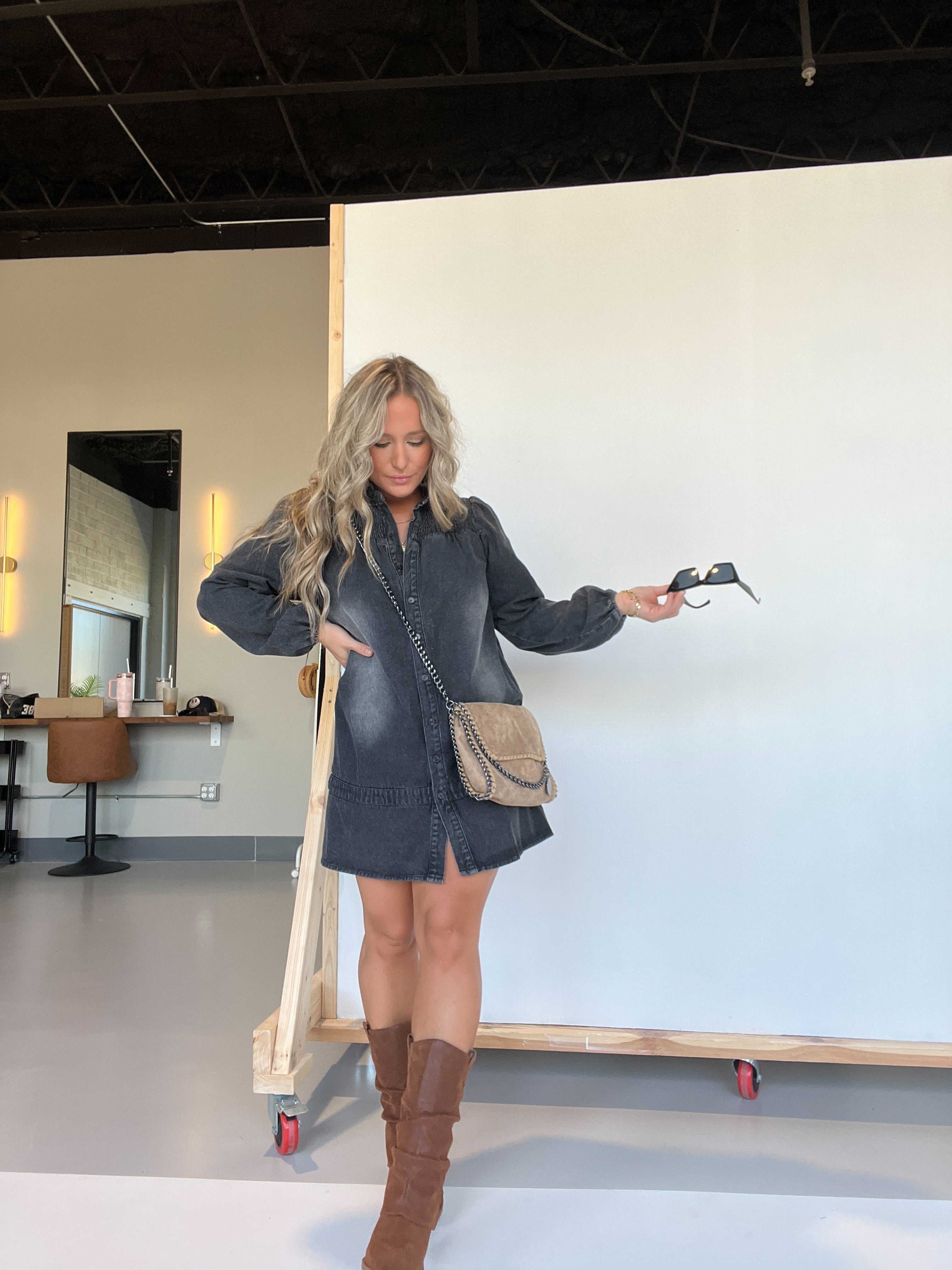 Cheyenne Denim Dress Washed Black