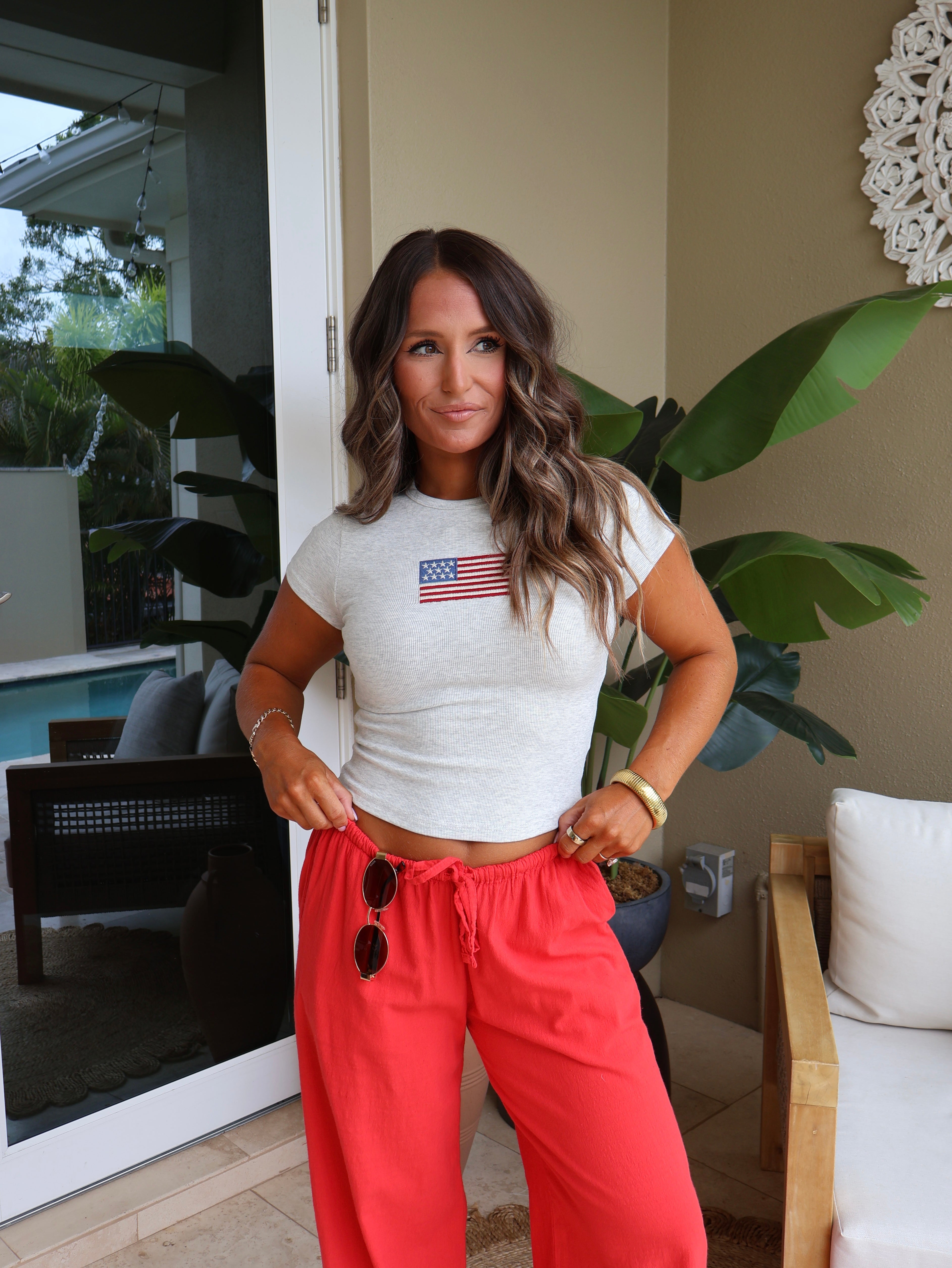 Americana Baby Tee Heather Grey