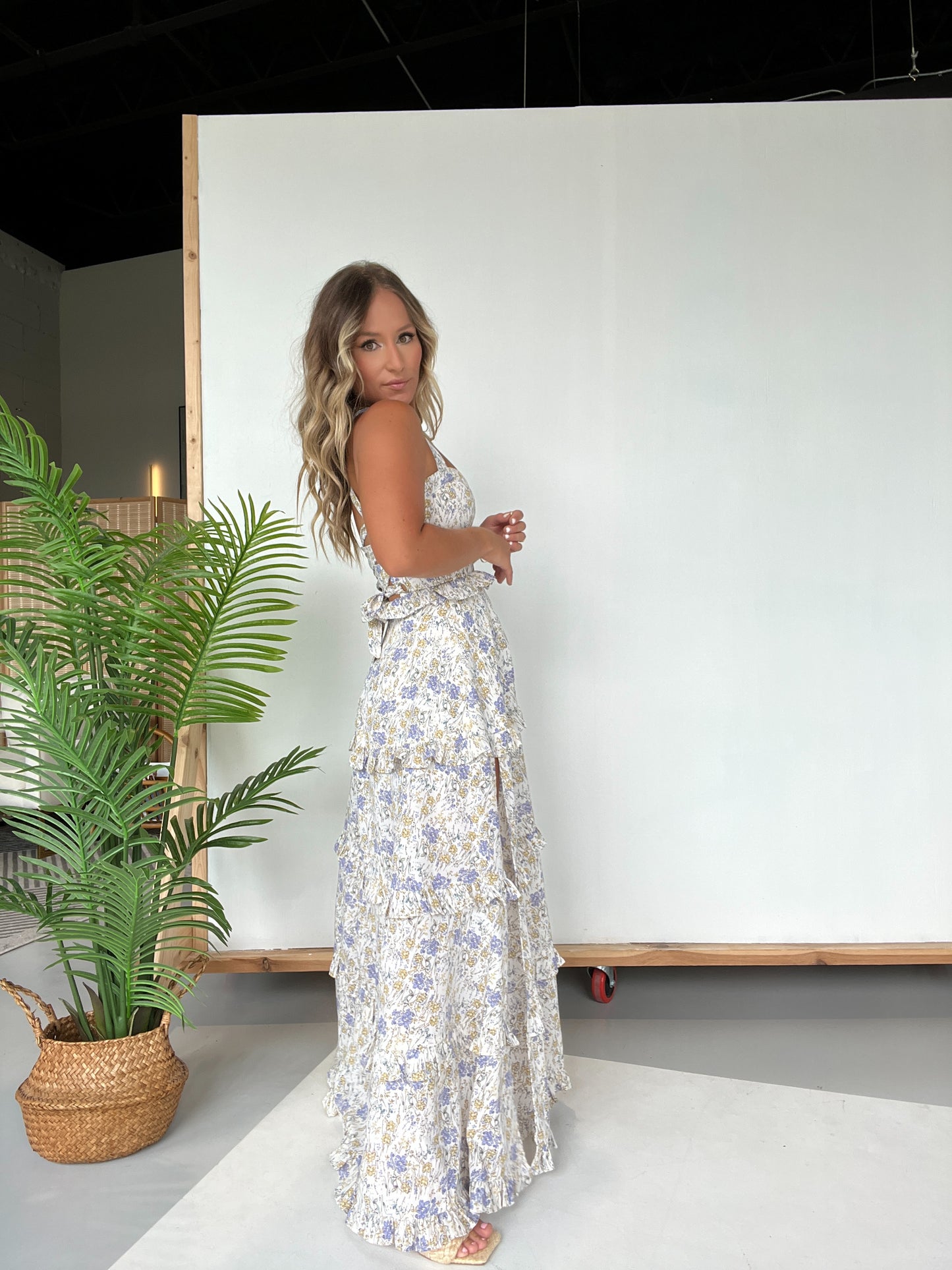 My Dearest Floral Tiered Maxi Dress Cream