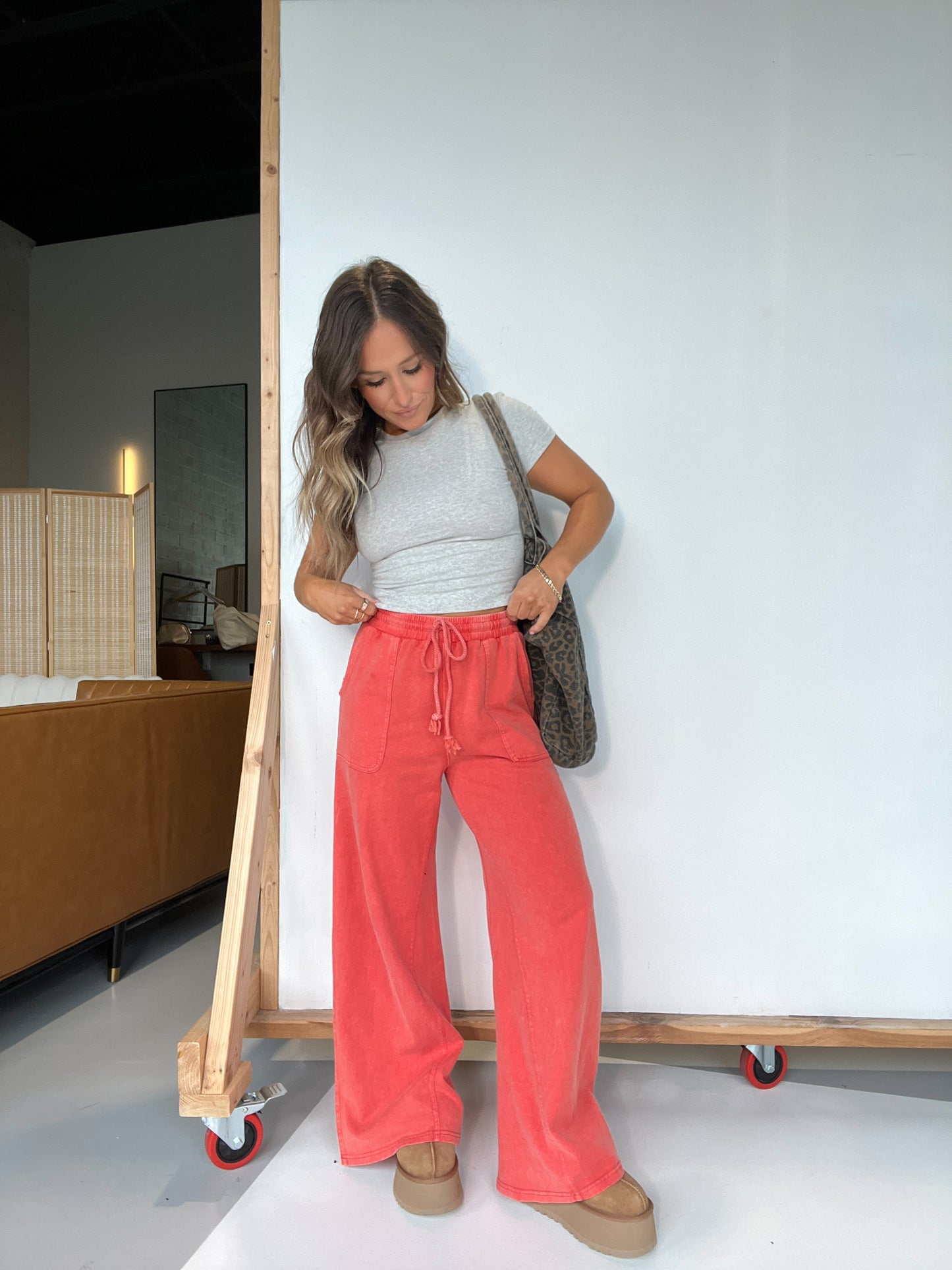 Bloome Wide Leg Pants Fusion Coral