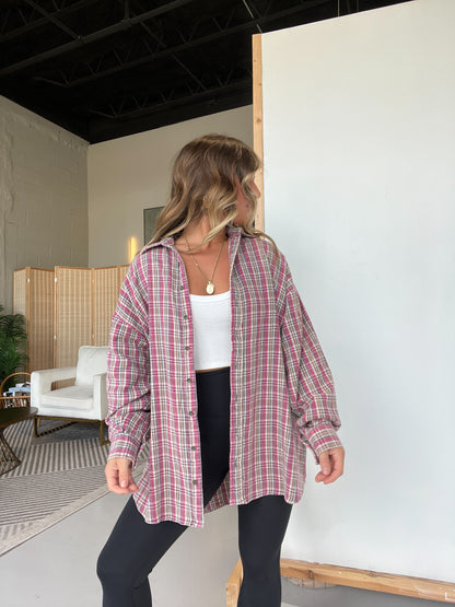 Through the Fields Flannel Pink Multi