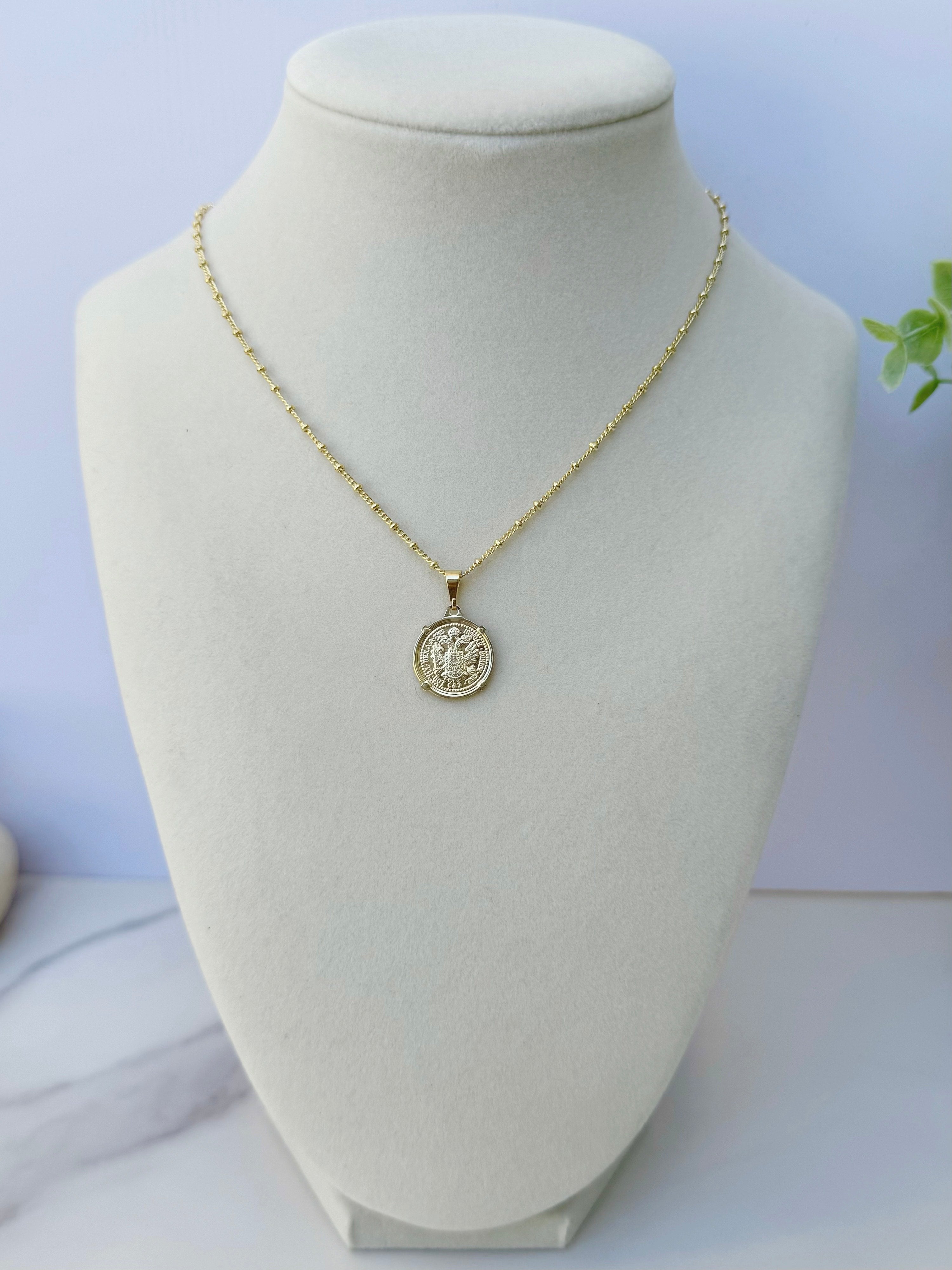 Emperor Coin 18K Gold Necklace 16"