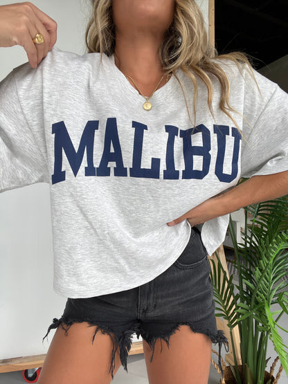 Malibu Oversized Tee Navy/Heather Grey