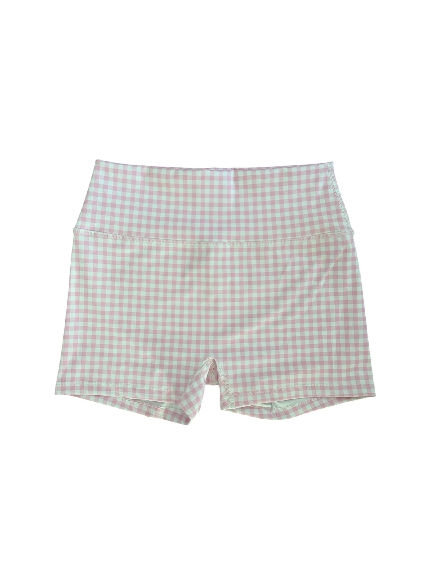 It Girl Mini Biker Shorts Gingham Pink