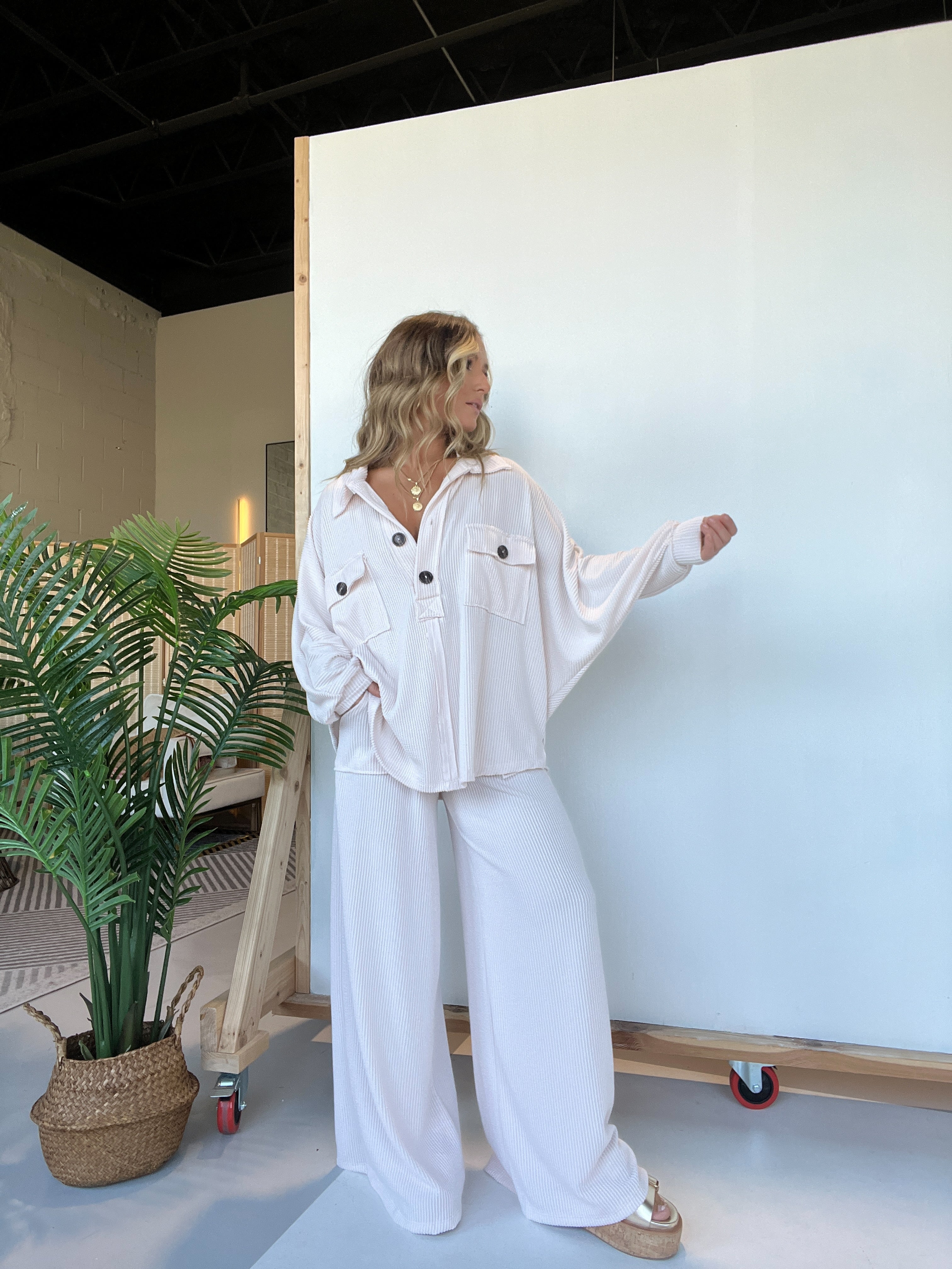 Ribbed Sabi Sweats Cream/Blush