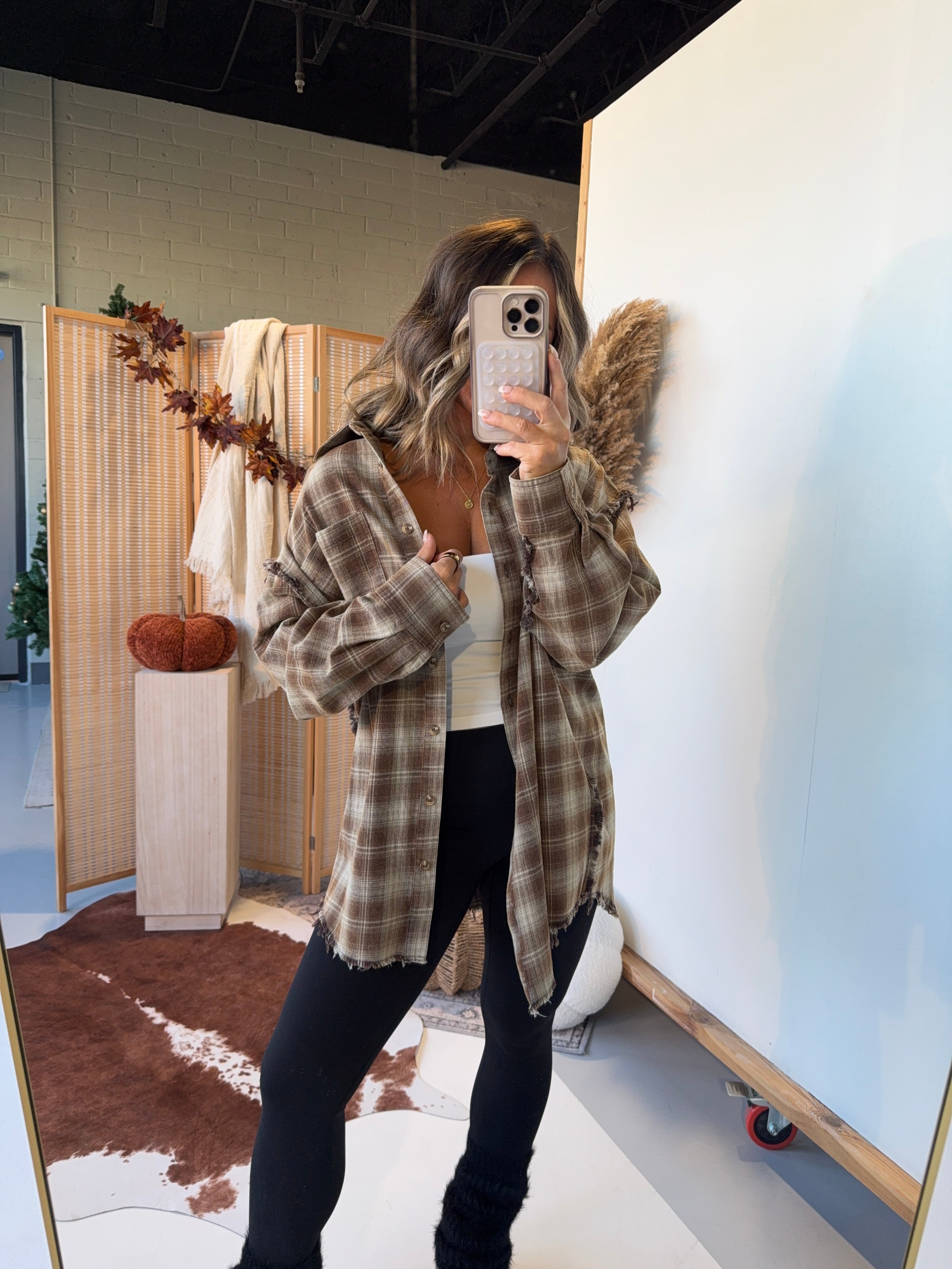 Brown Sugar Plaid Button Down Chocolate