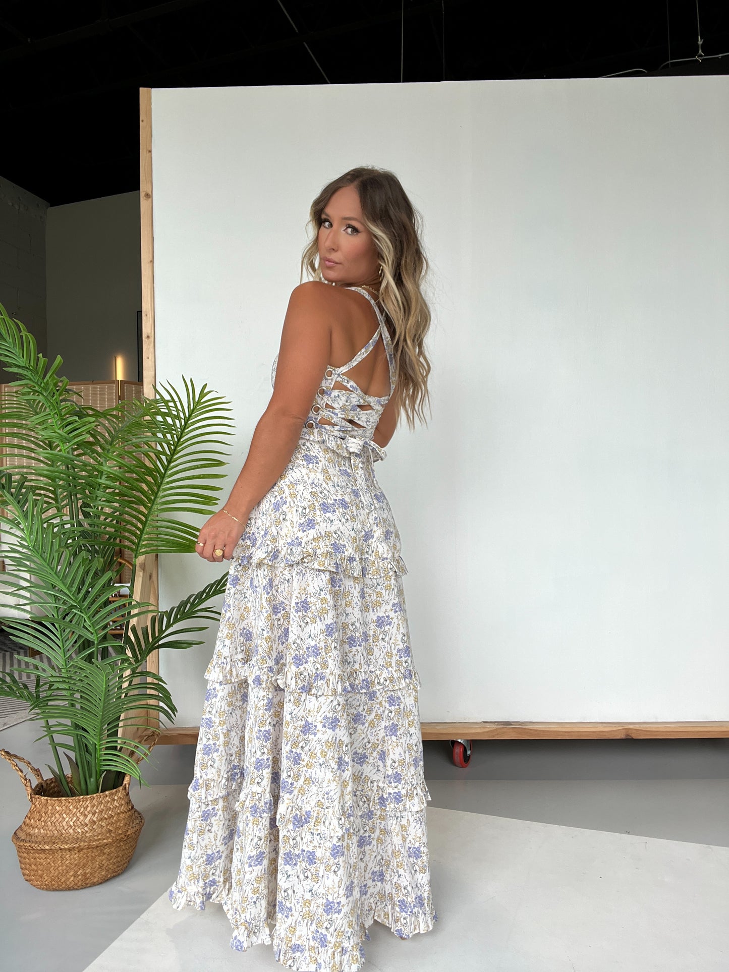 My Dearest Floral Tiered Maxi Dress Cream