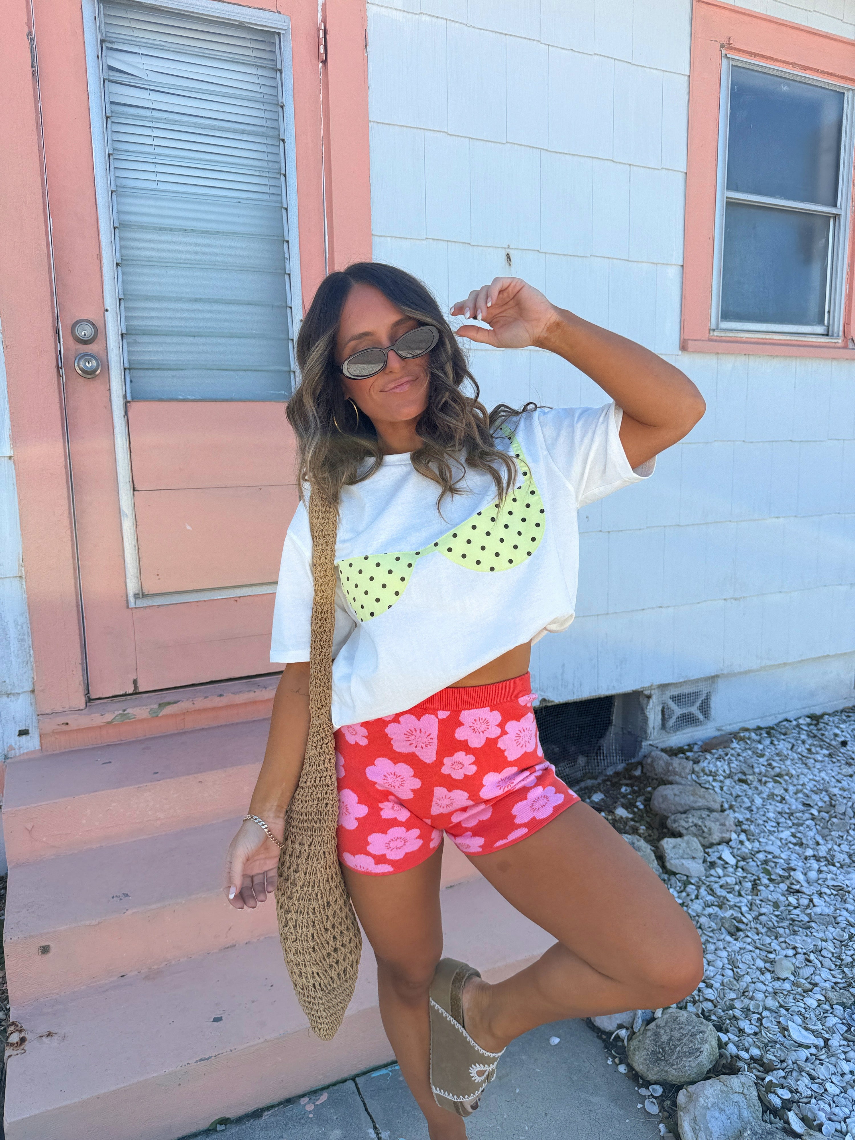 Beachin It Knit Shorts Orange/Pink