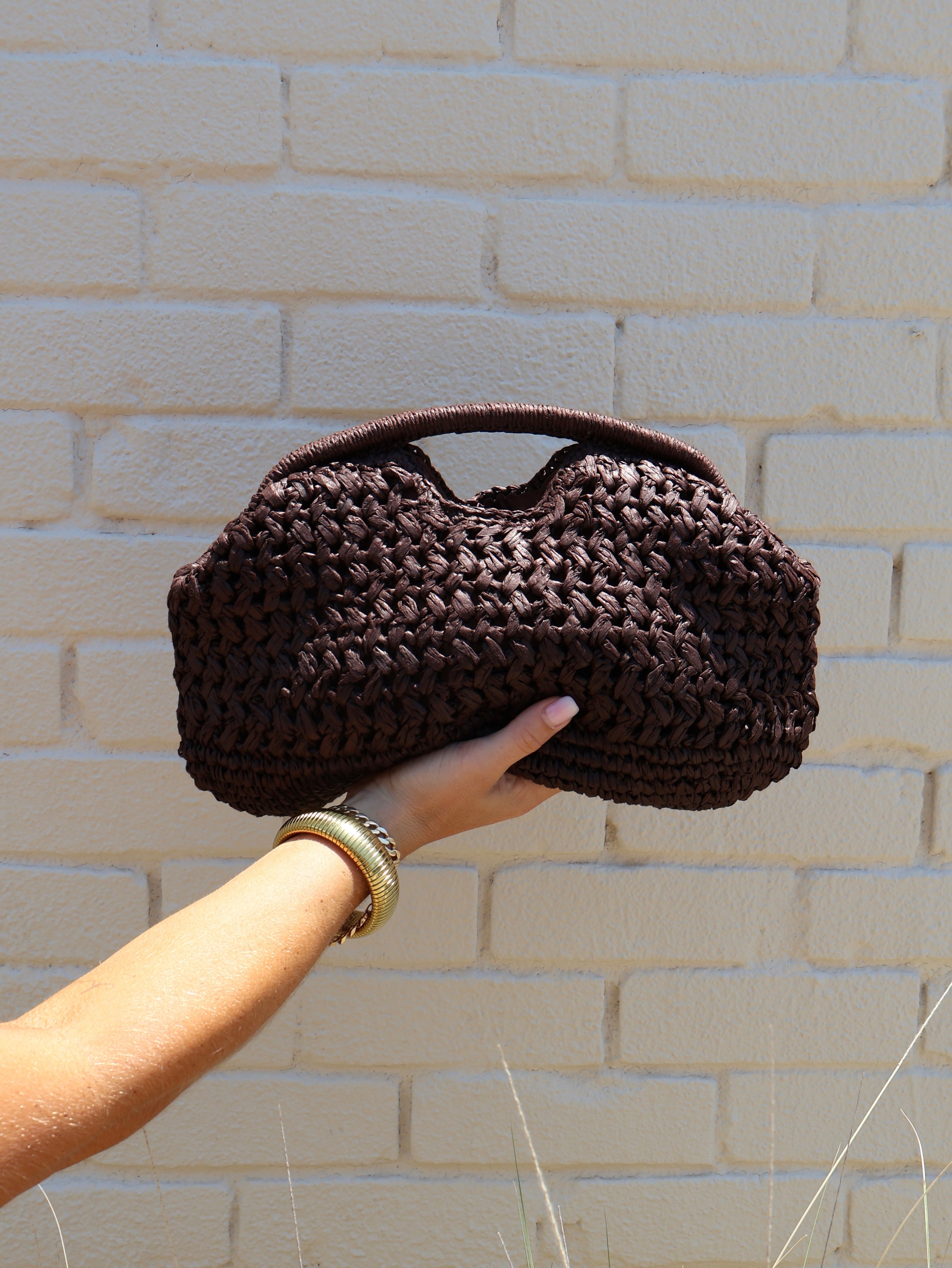 Portofino Raffia Clutch Brown