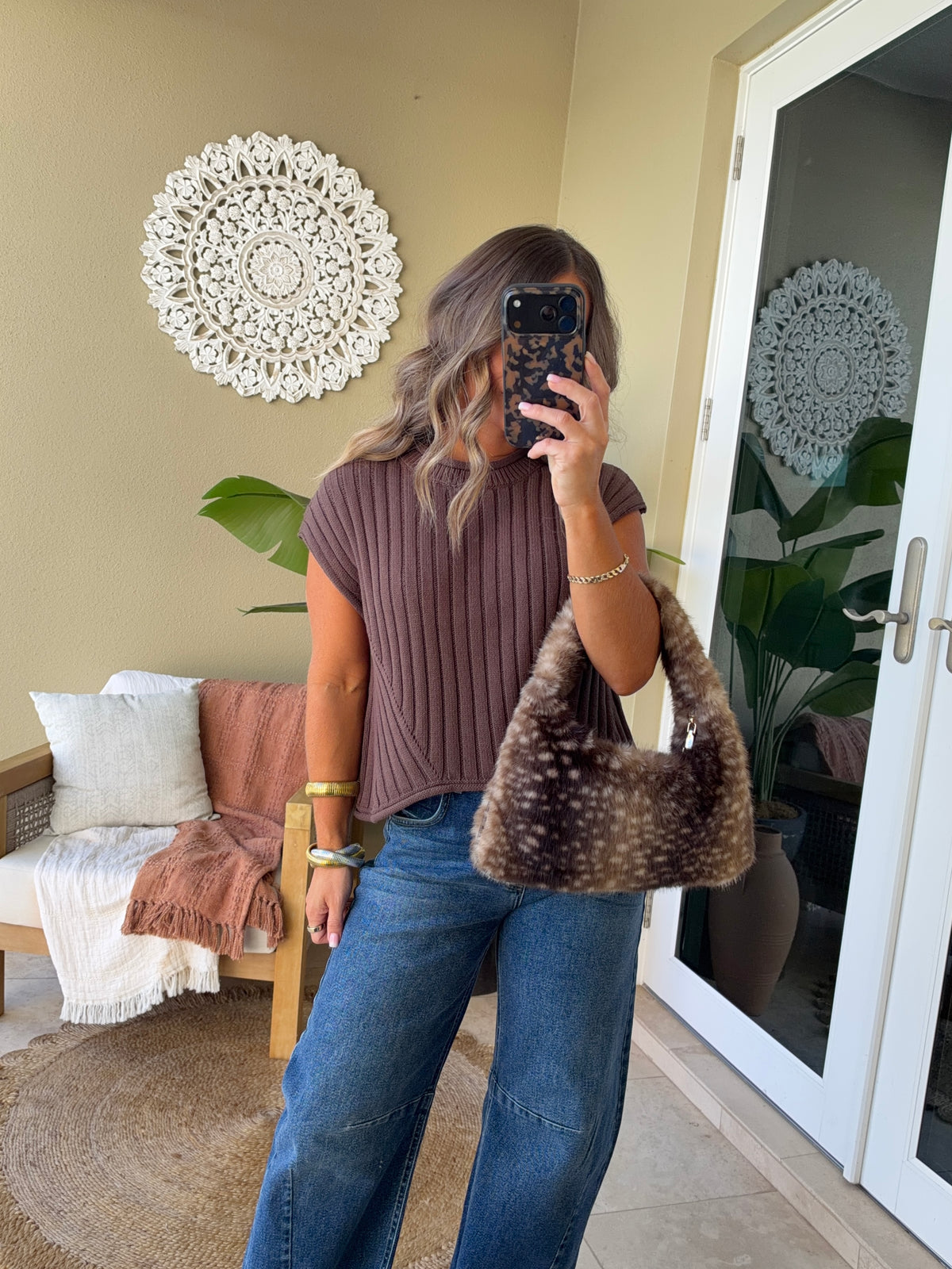 Fall Getaway Sweater Top Chocolate