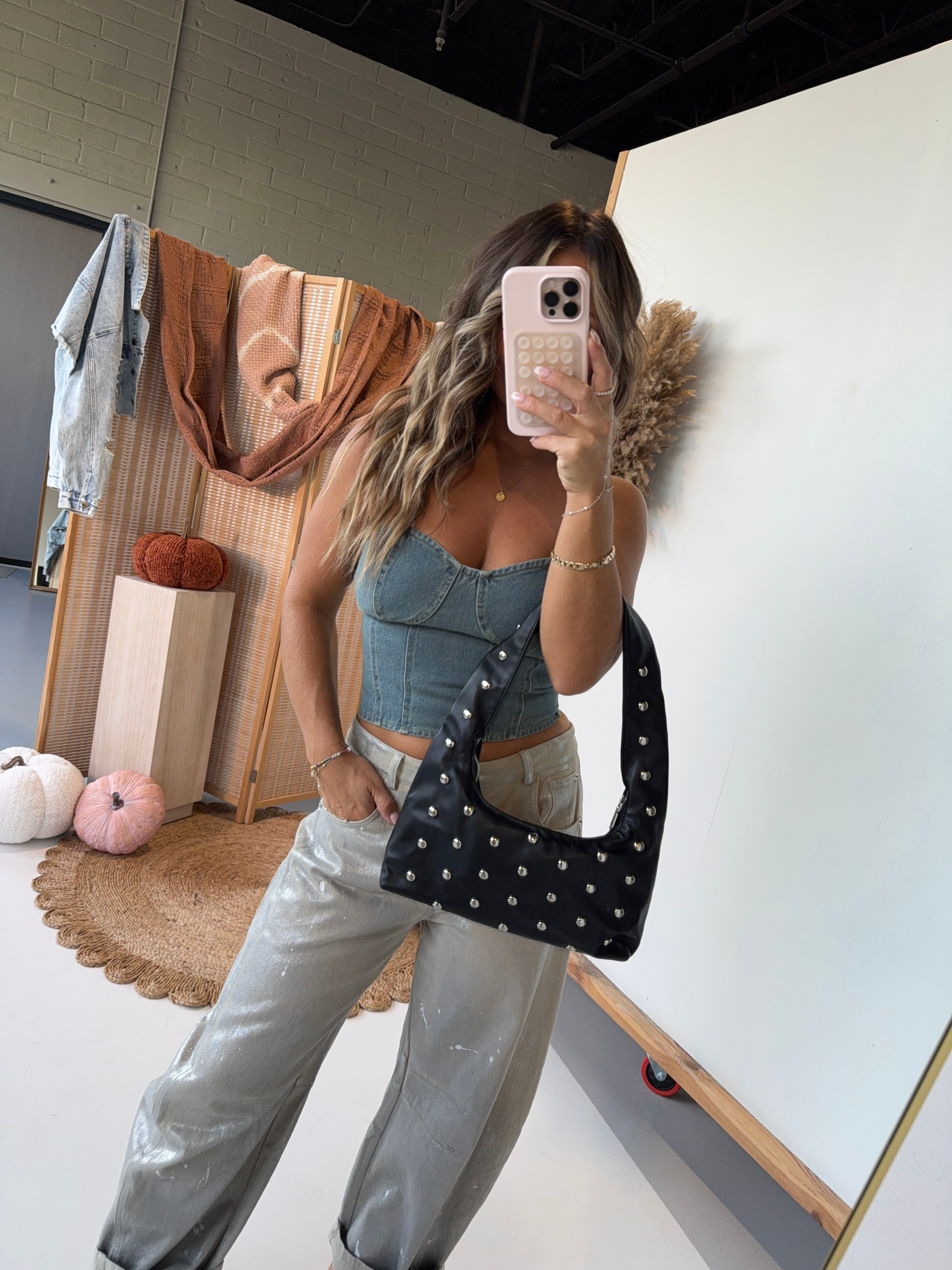 Fall Air Denim Bustier Top
