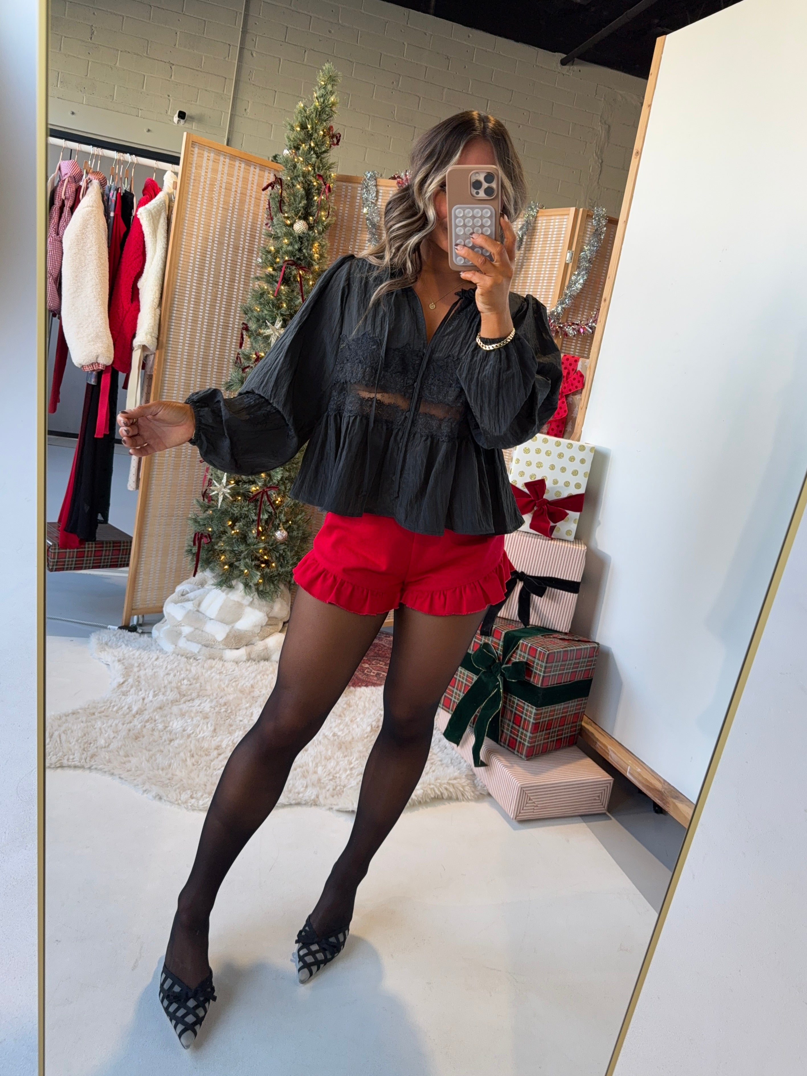 Night Orchard Long Sleeve Blouse Black