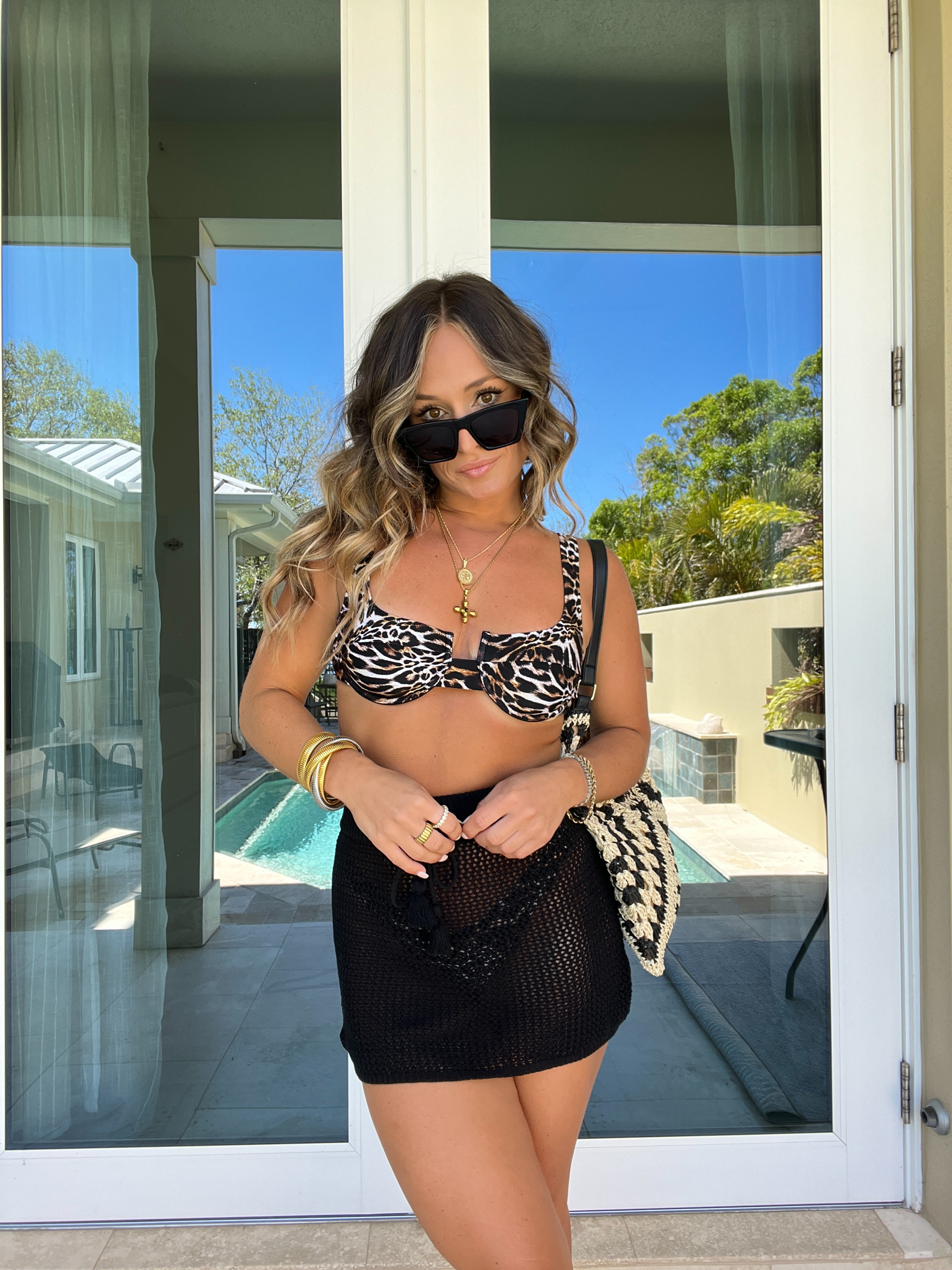 Me & the Sun Mini Crochet Skirt Cover Up Black