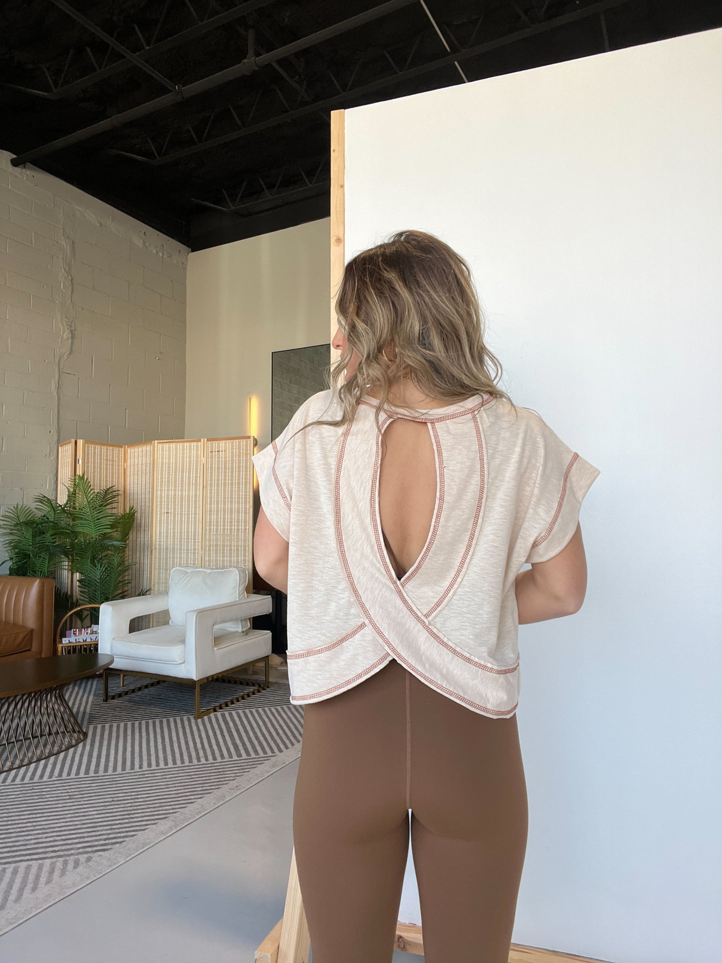 Astrid Contrast Top Taupe