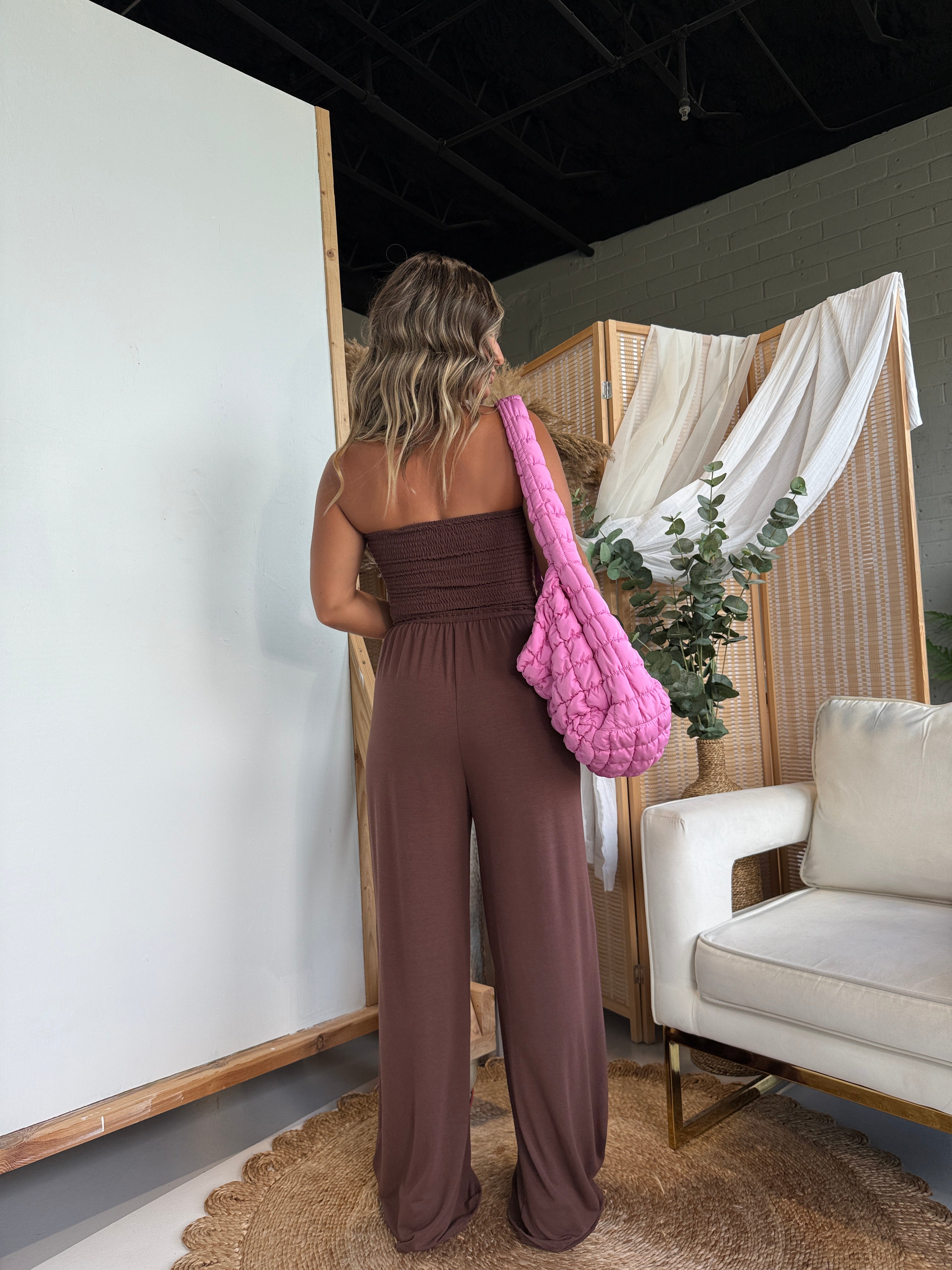 Ocean Breeze Tube Top Jumpsuit Brown