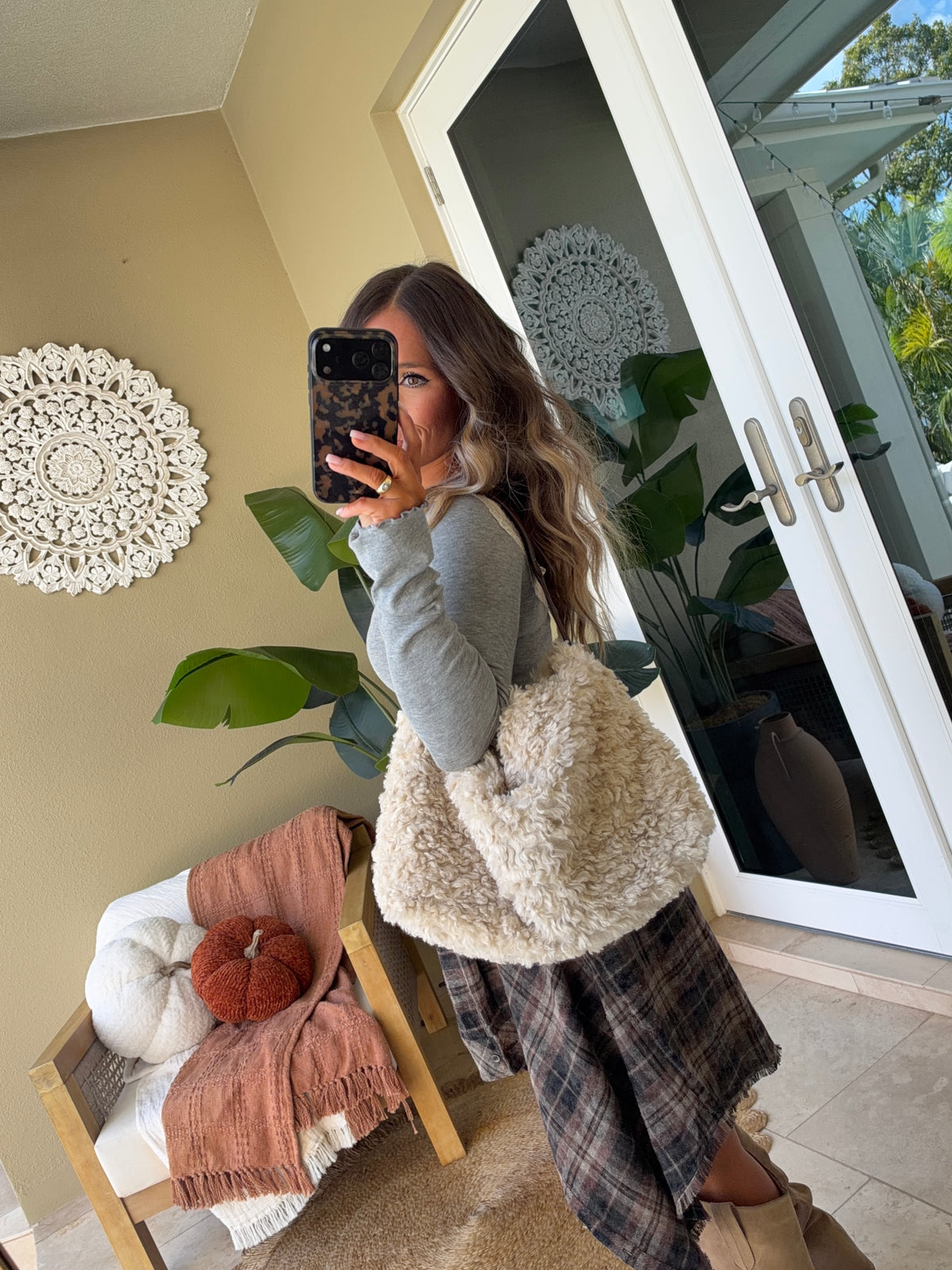 Coco Sherpa Shoulder Bag Cream