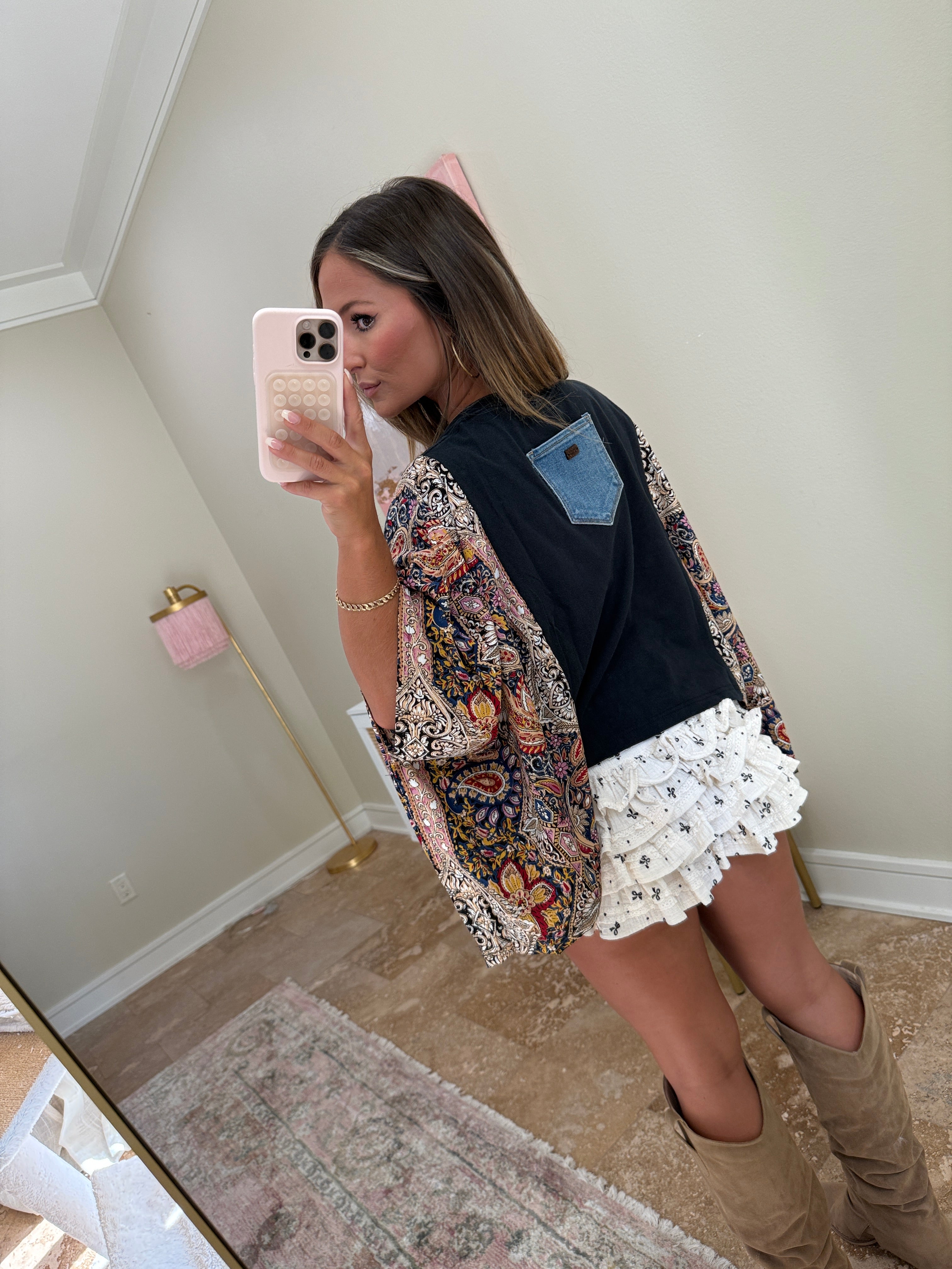 Johnny Cash Mix & Match Tee Black Floral