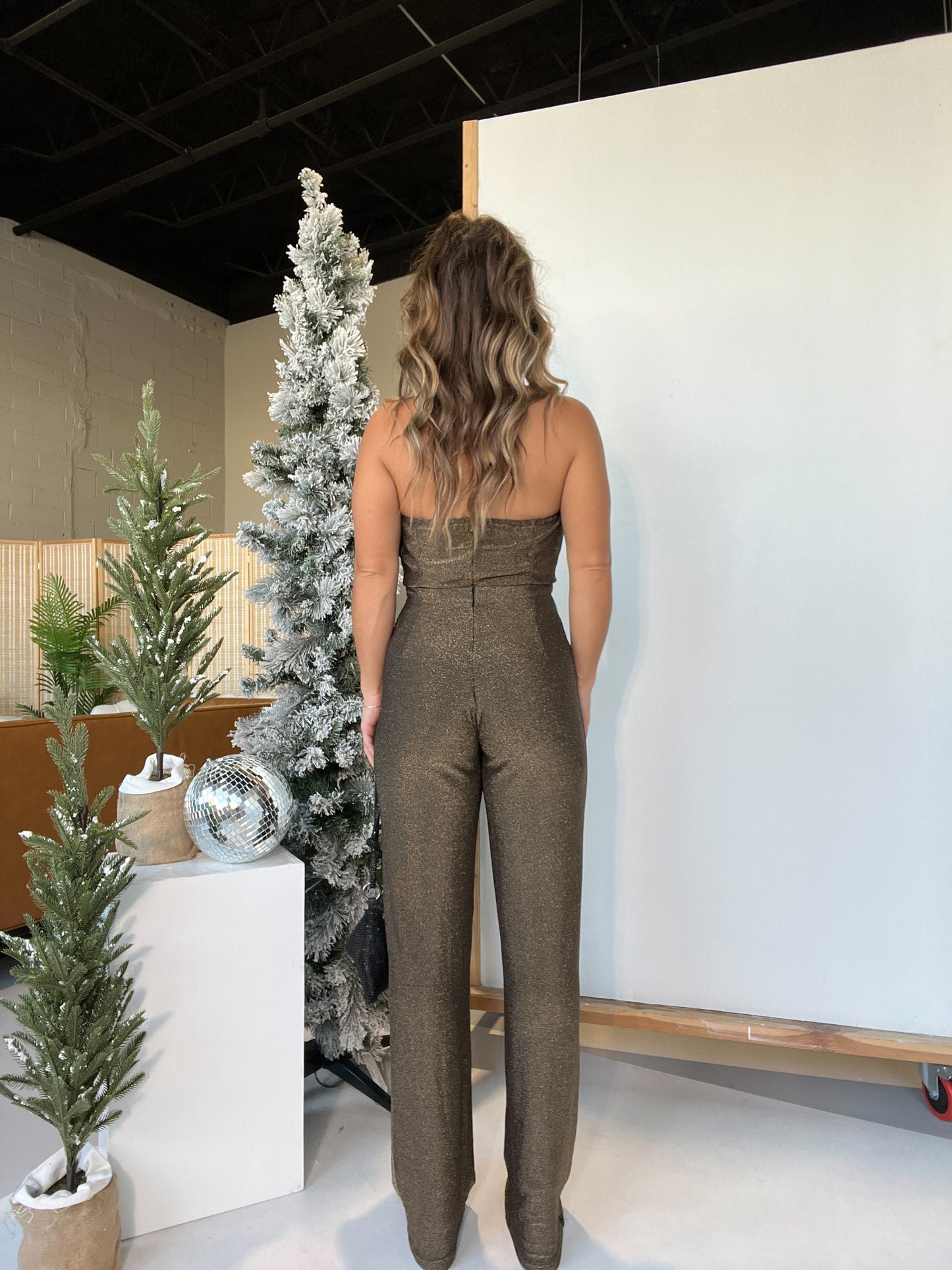 Ball Drop Halter Neck Jumpsuit Gold