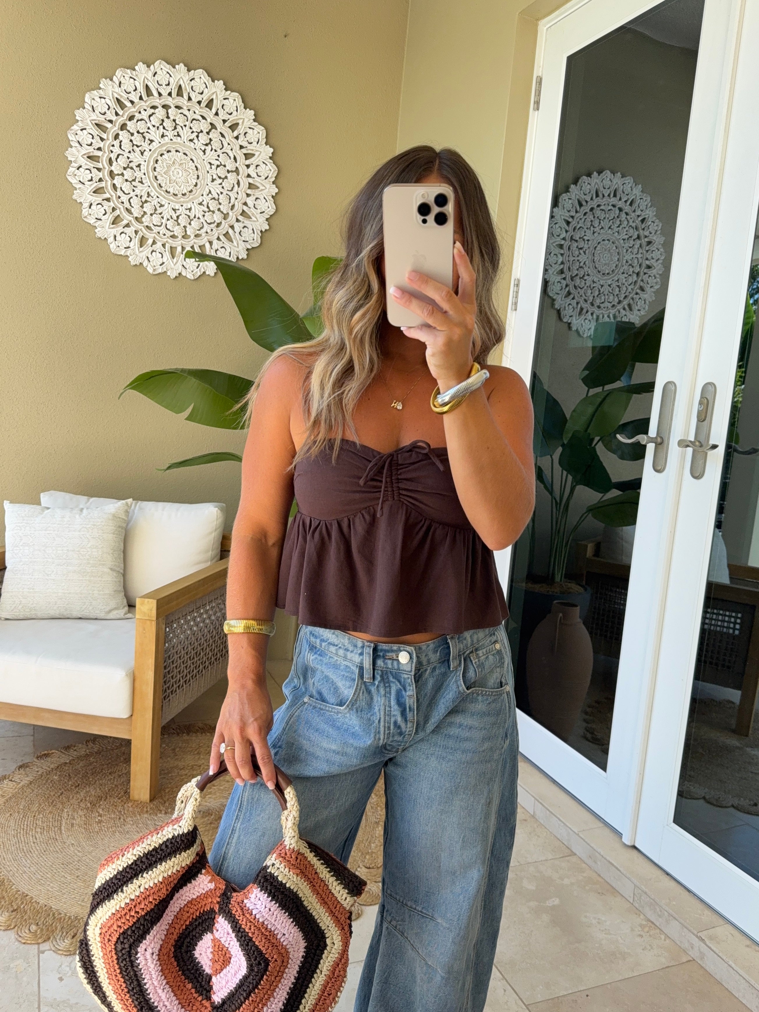 Chasing Daylight Strapless Top Brown