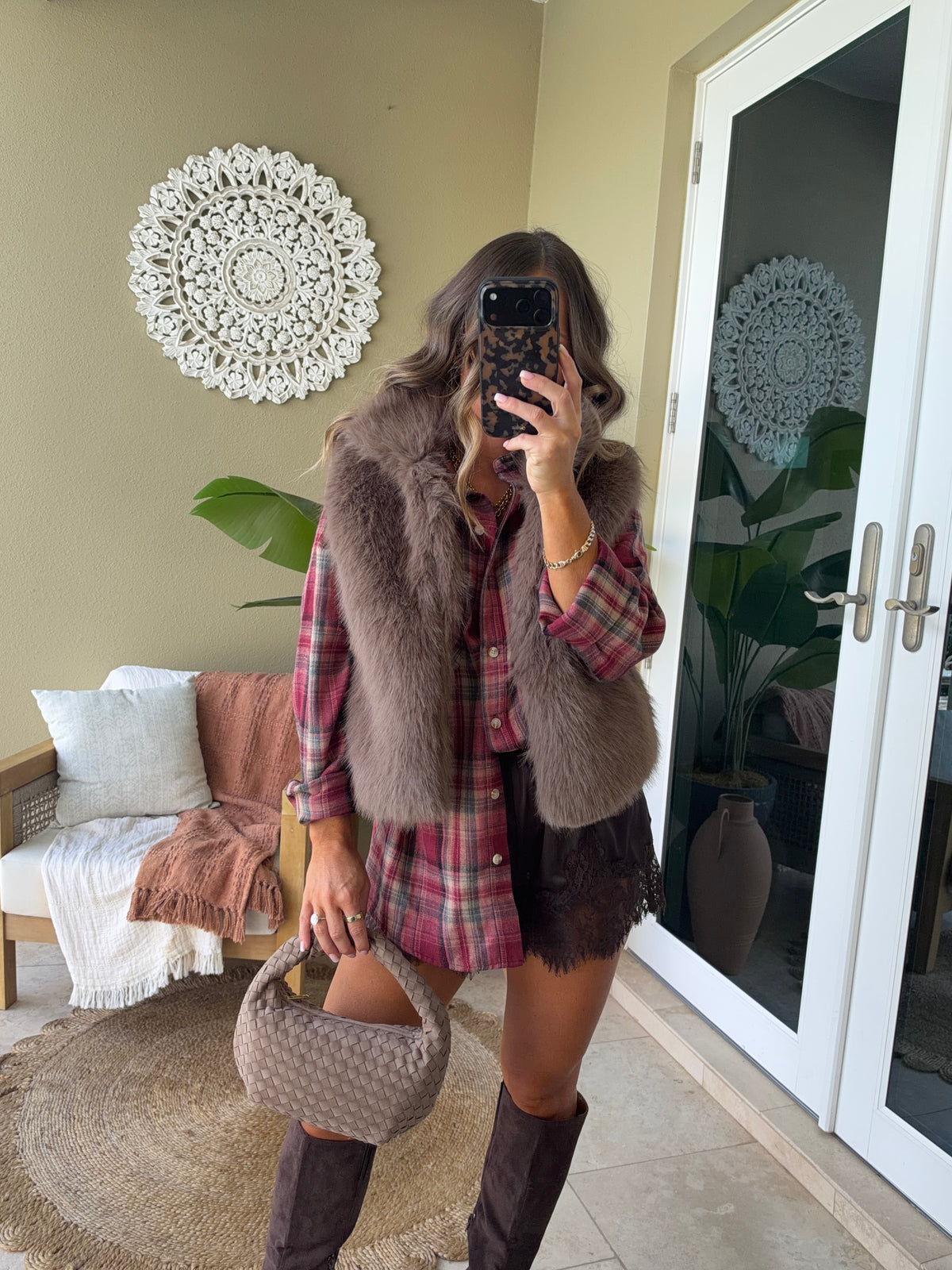 Summit Fur Vest Taupe