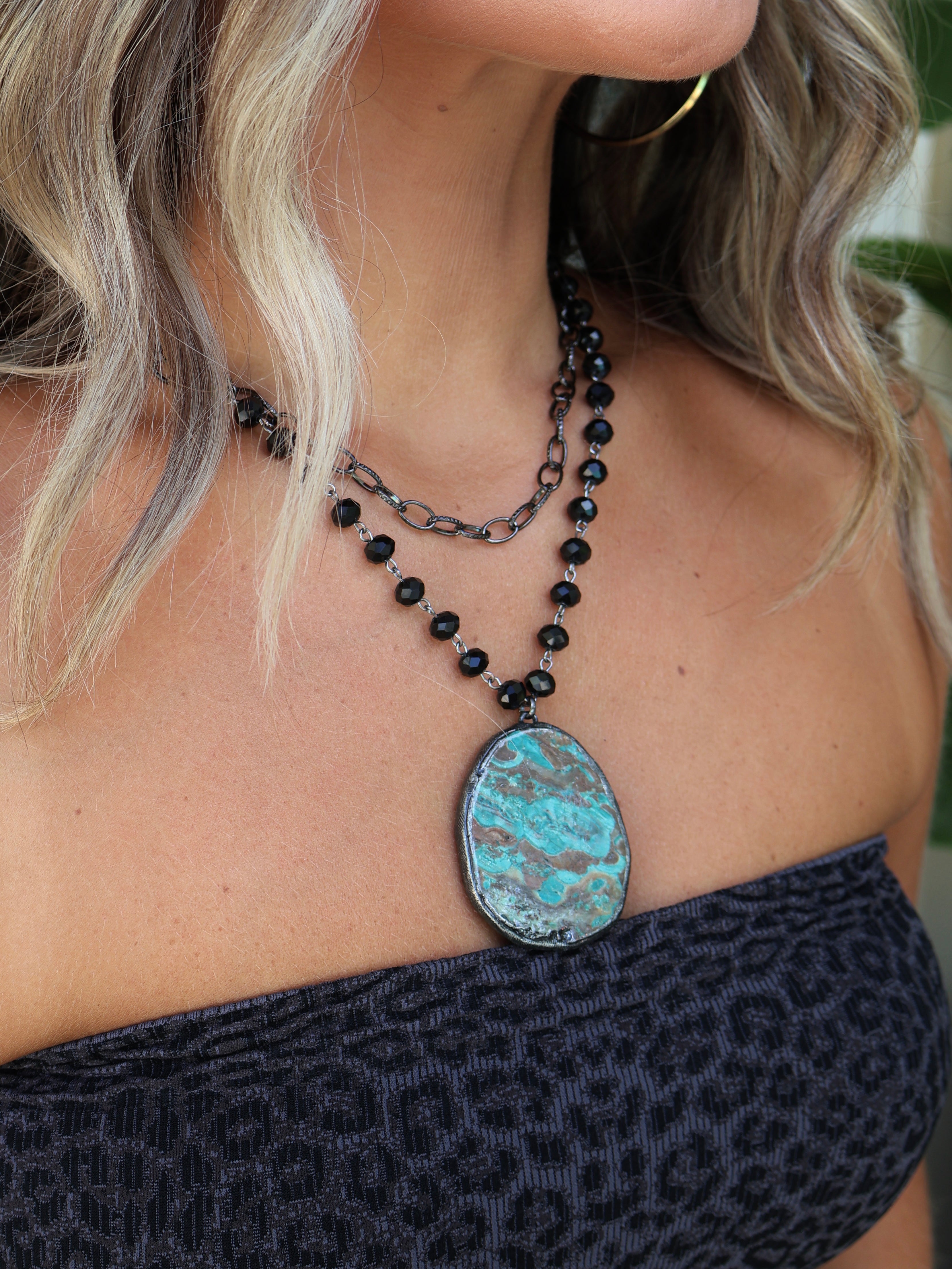 Alchemy Stone Necklace Teal/Smoke