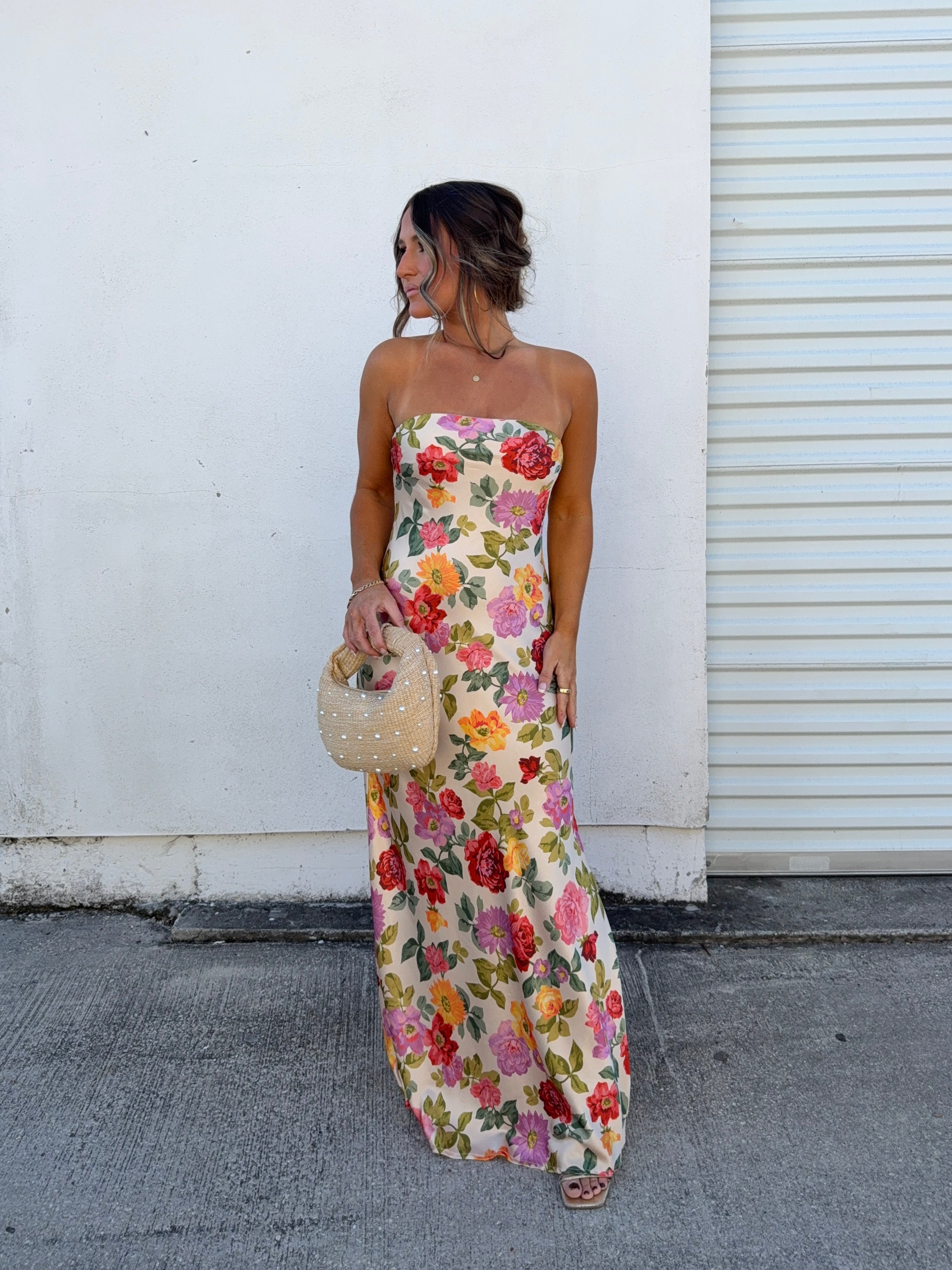 Hot Summer Nights Satin Maxi Dress Multi