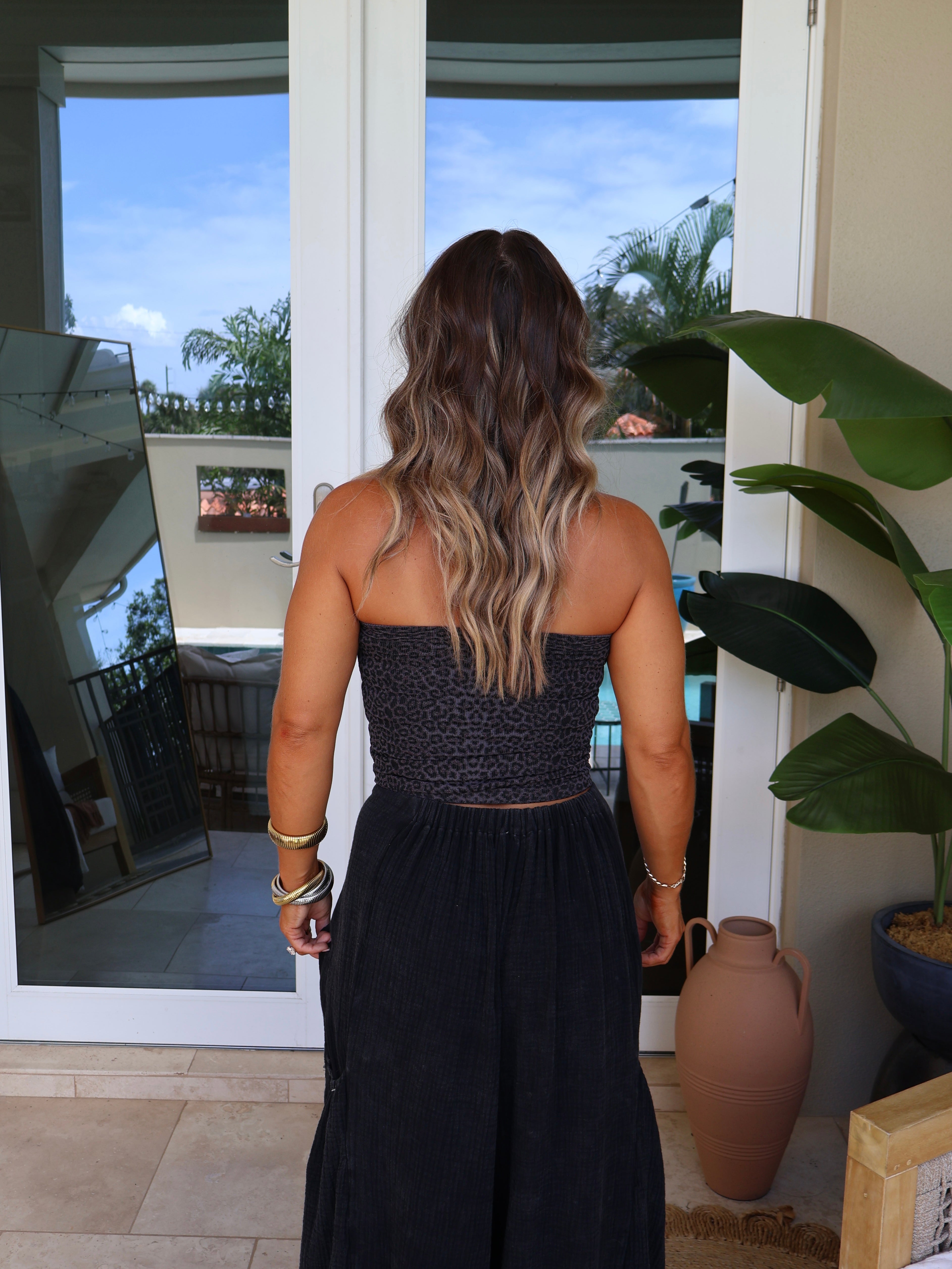 Heartthrob Tube Top Leopard Gunmetal