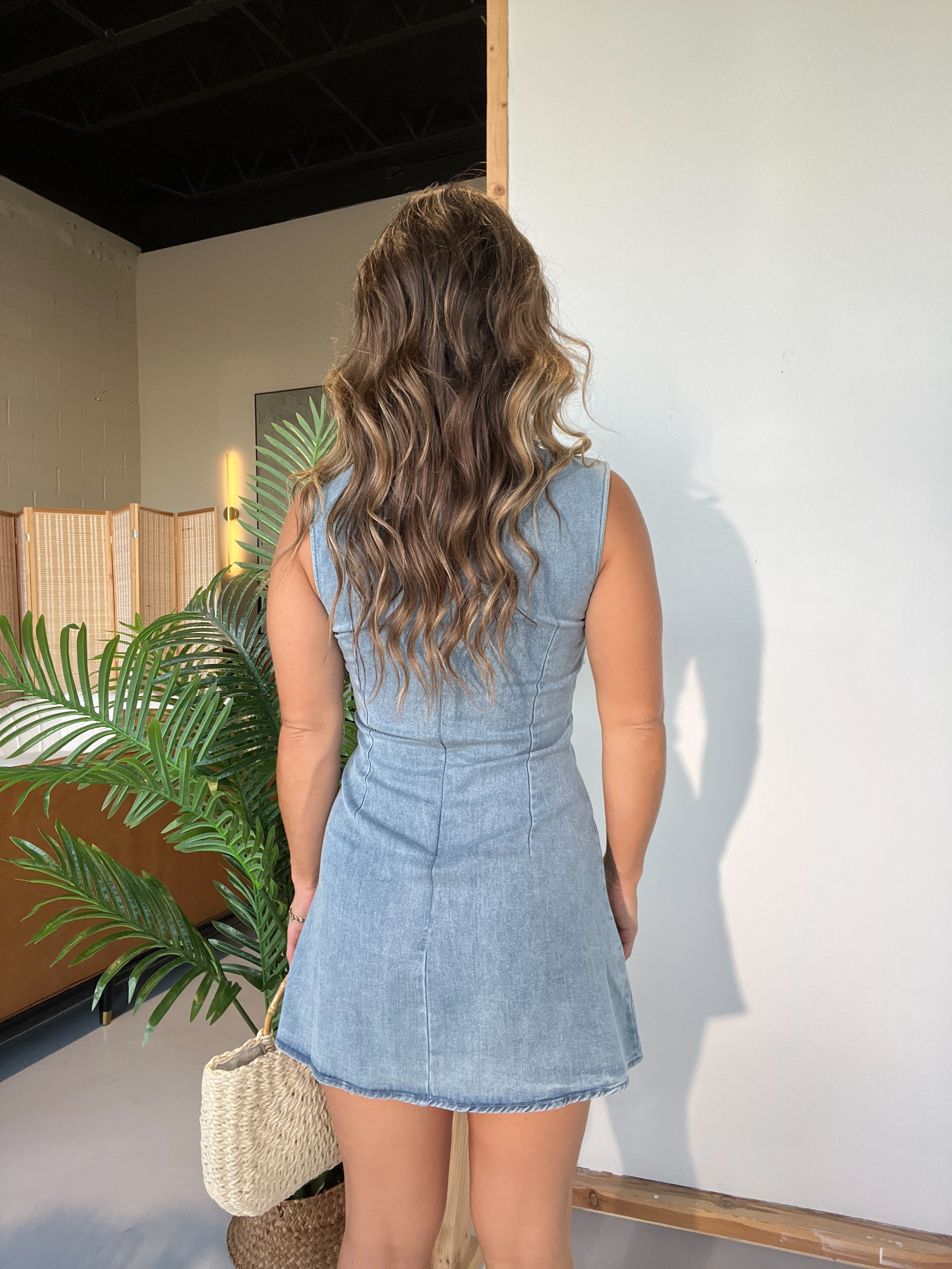 Girls Girl Bow Mini Dress Denim