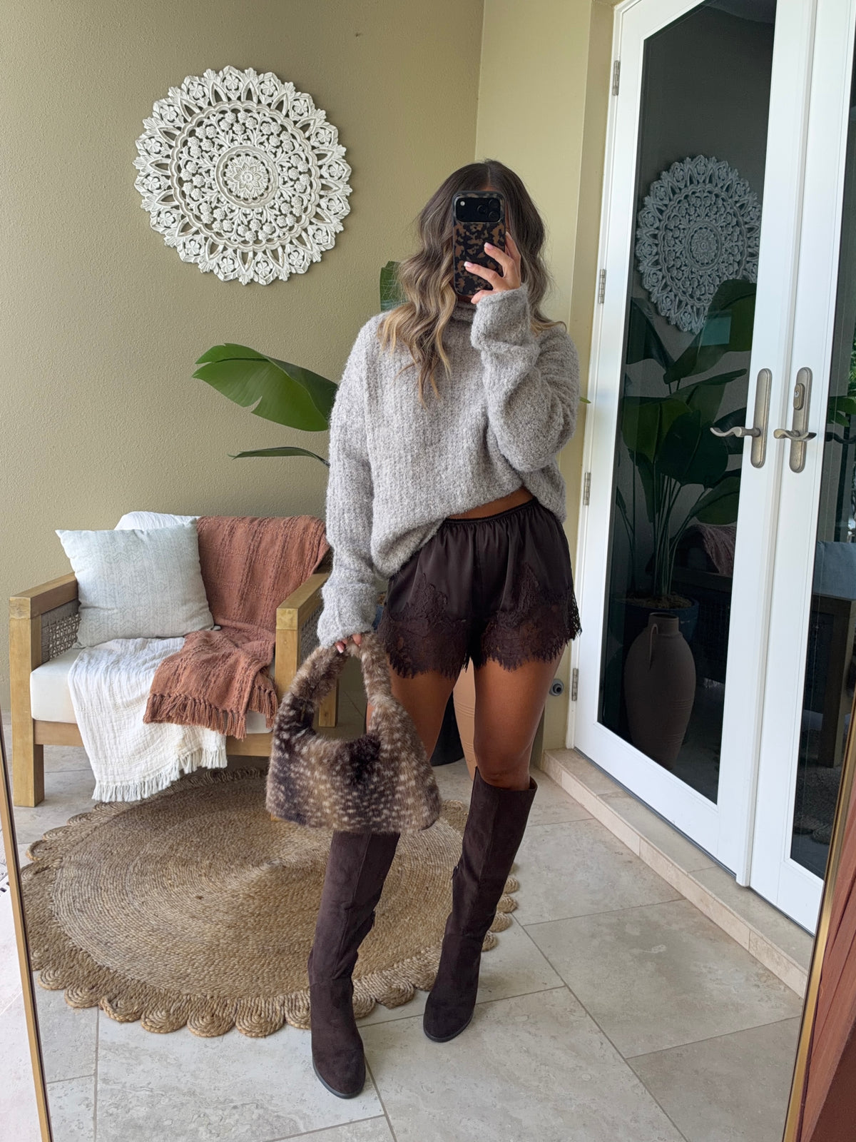 Shiloh Knee High Suede Boots Coffee