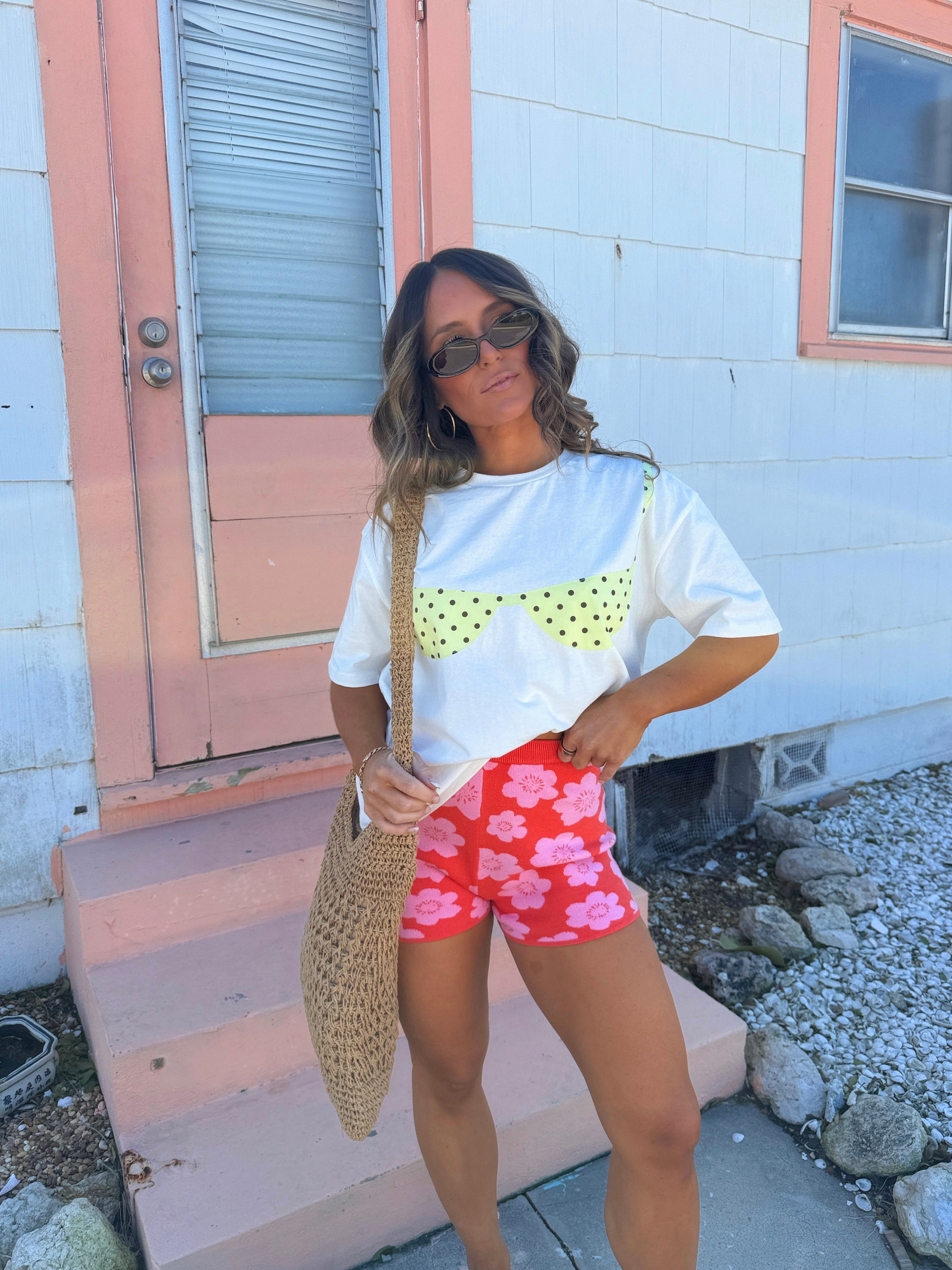 Beachin It Knit Shorts Orange/Pink