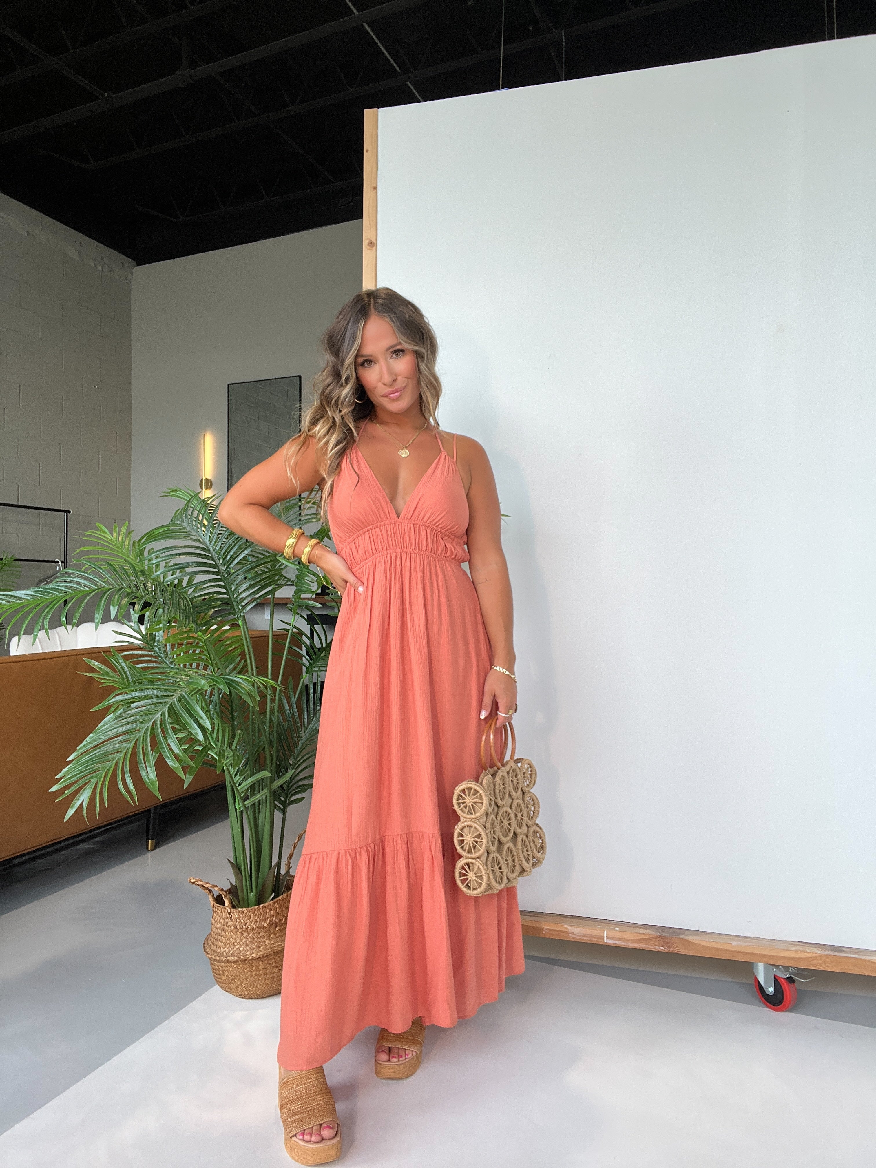 All I Wanted Halter Midi Dress Coral